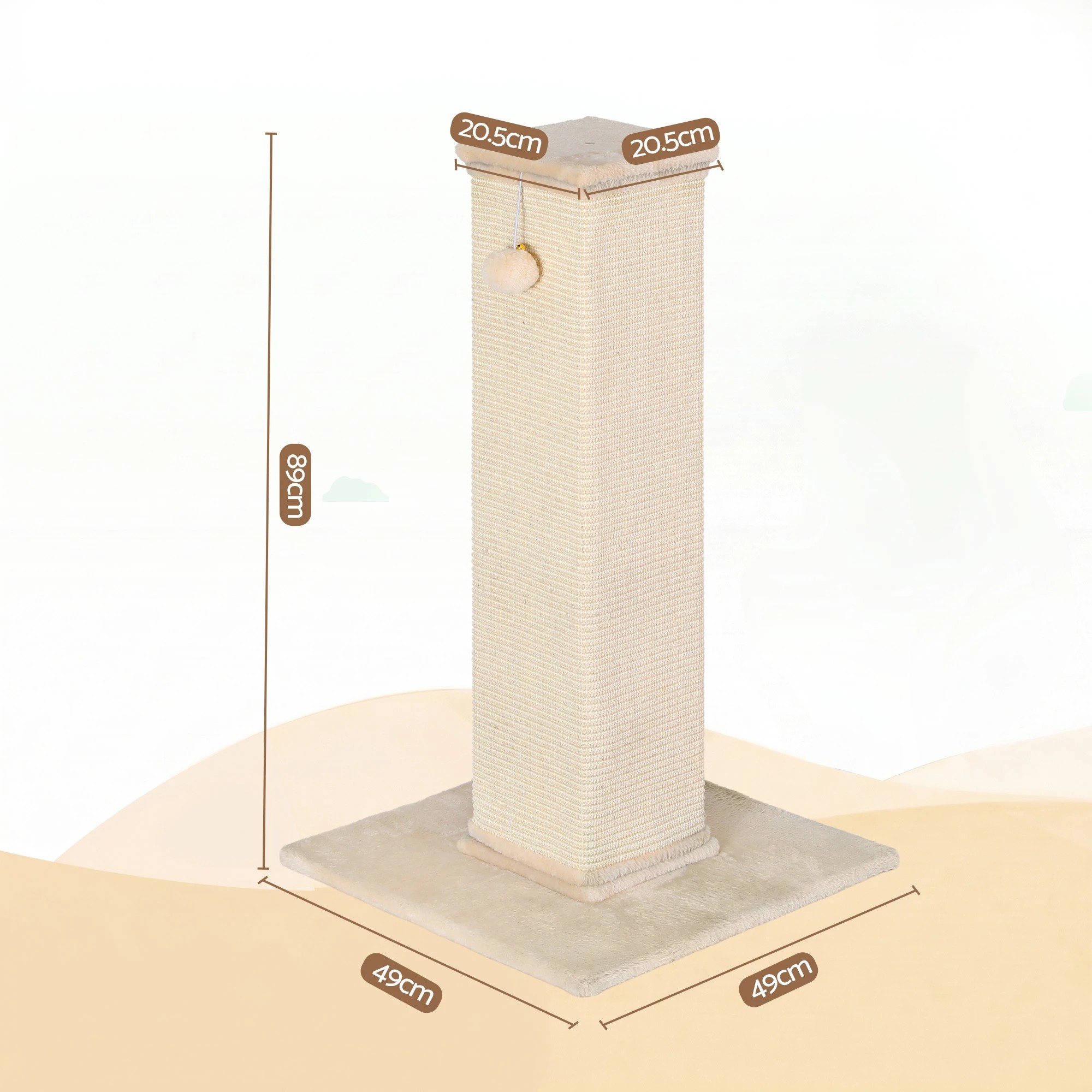 2 i.Pet Cat Tree 89cm Scratching Post Tower Scratcher Wood Condo Bed House Trees - Beige, 2 of 5