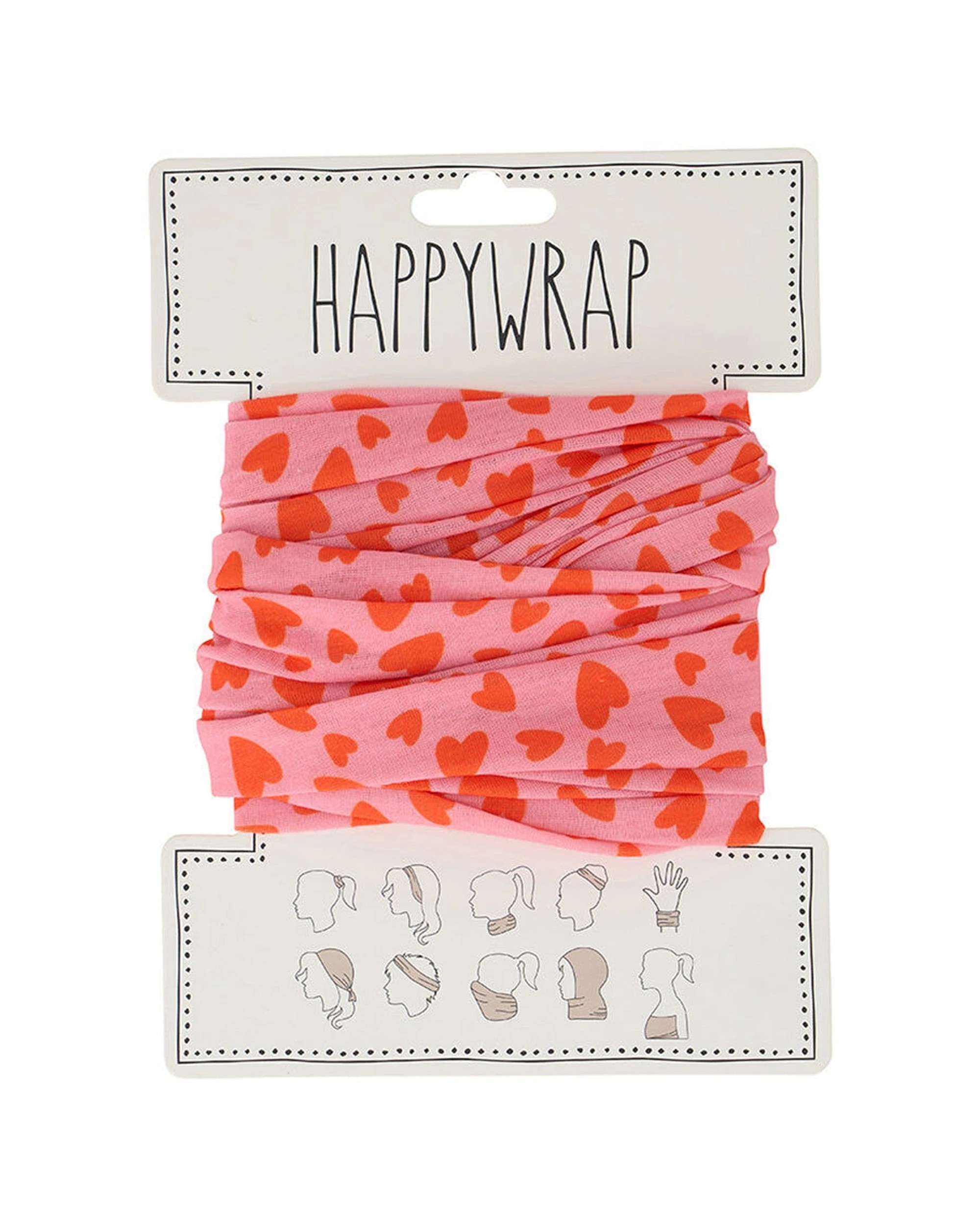 1 Annabel Trends Happywrap Headband Accessory One Size Multipurpose Versatile Love Hearts - Pink, 1 of 3