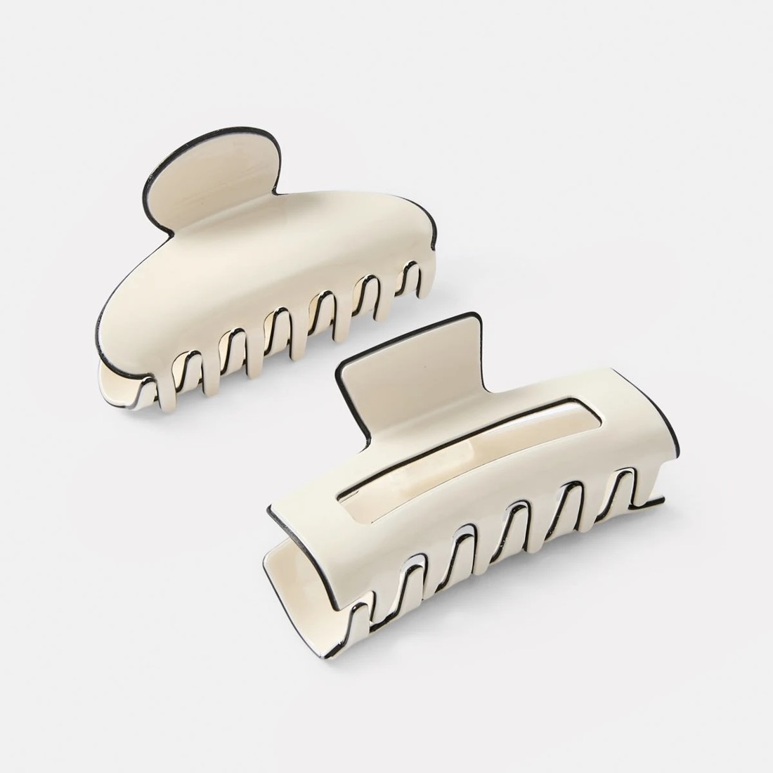 1 2 Pack Contrast Hair Clips - Beige, 1 of 4