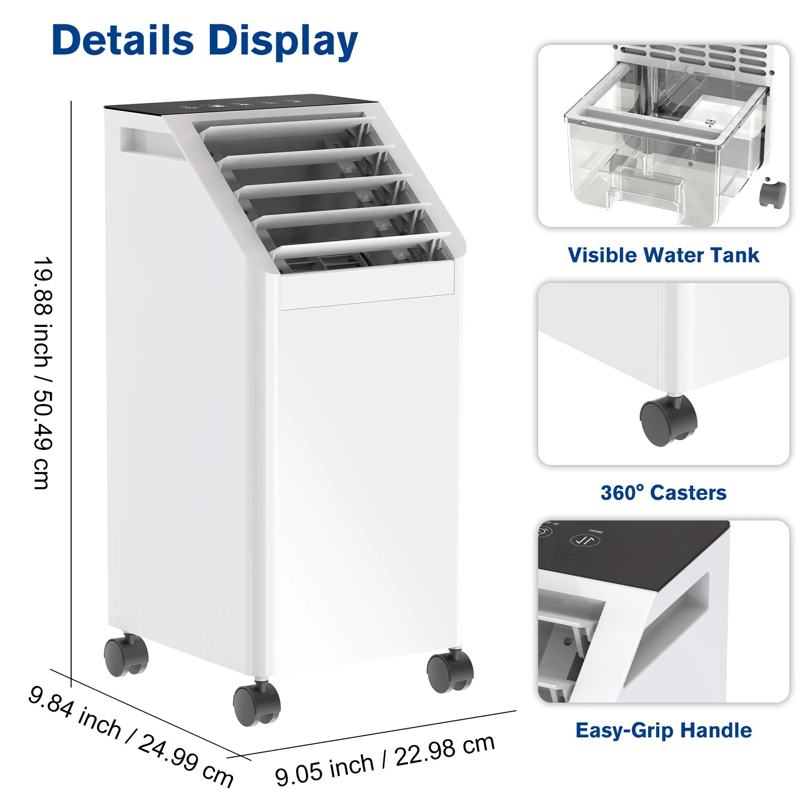 3 Advwin 4L Evaporative Air Cooler Fan with Large Water Tank 3 Speeds 4 Ice Crystal Box, 3 of 7