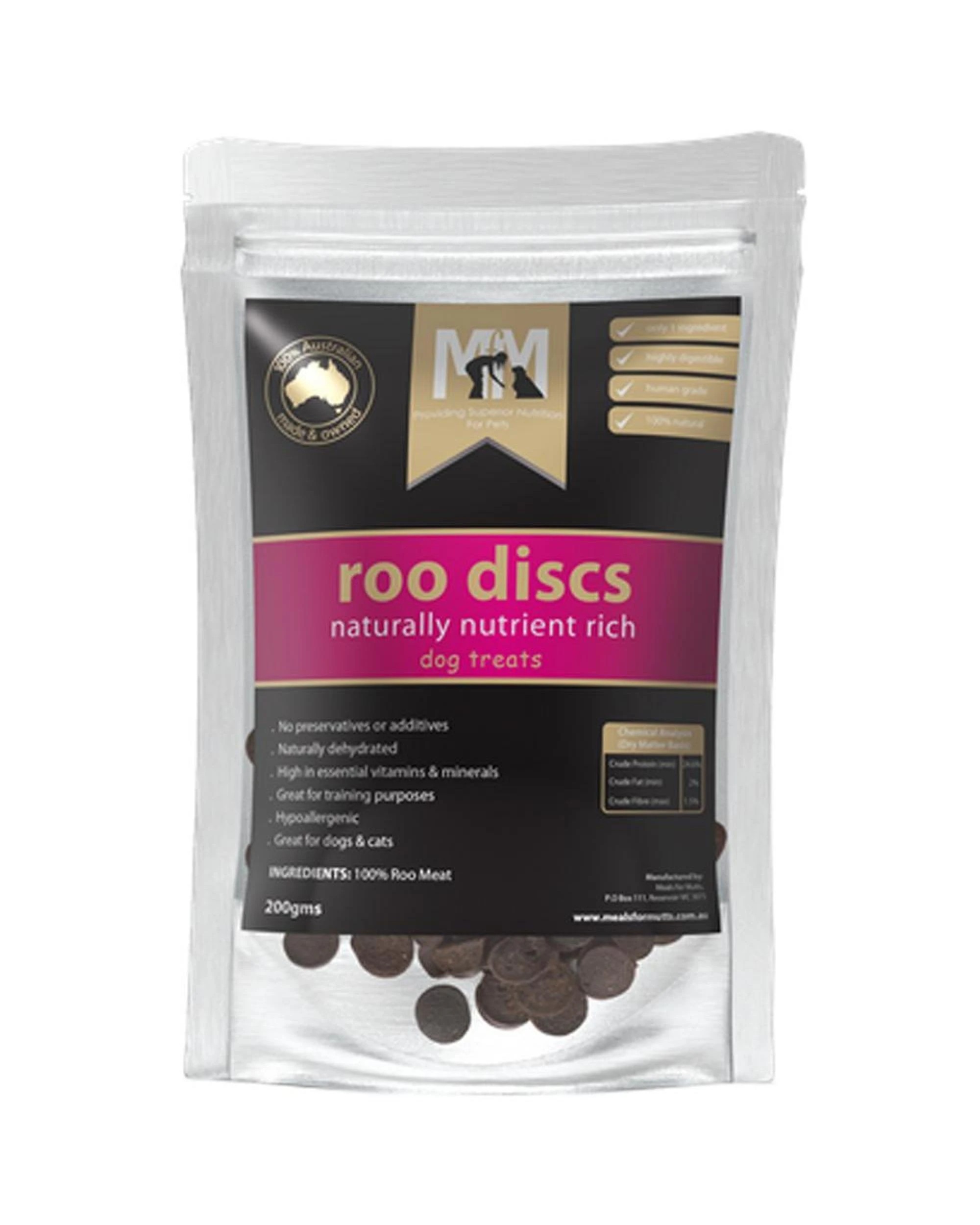 1 MFM Dogs Roo Discs Naturally Nutrient Rich Treats 200g, 1 of 2