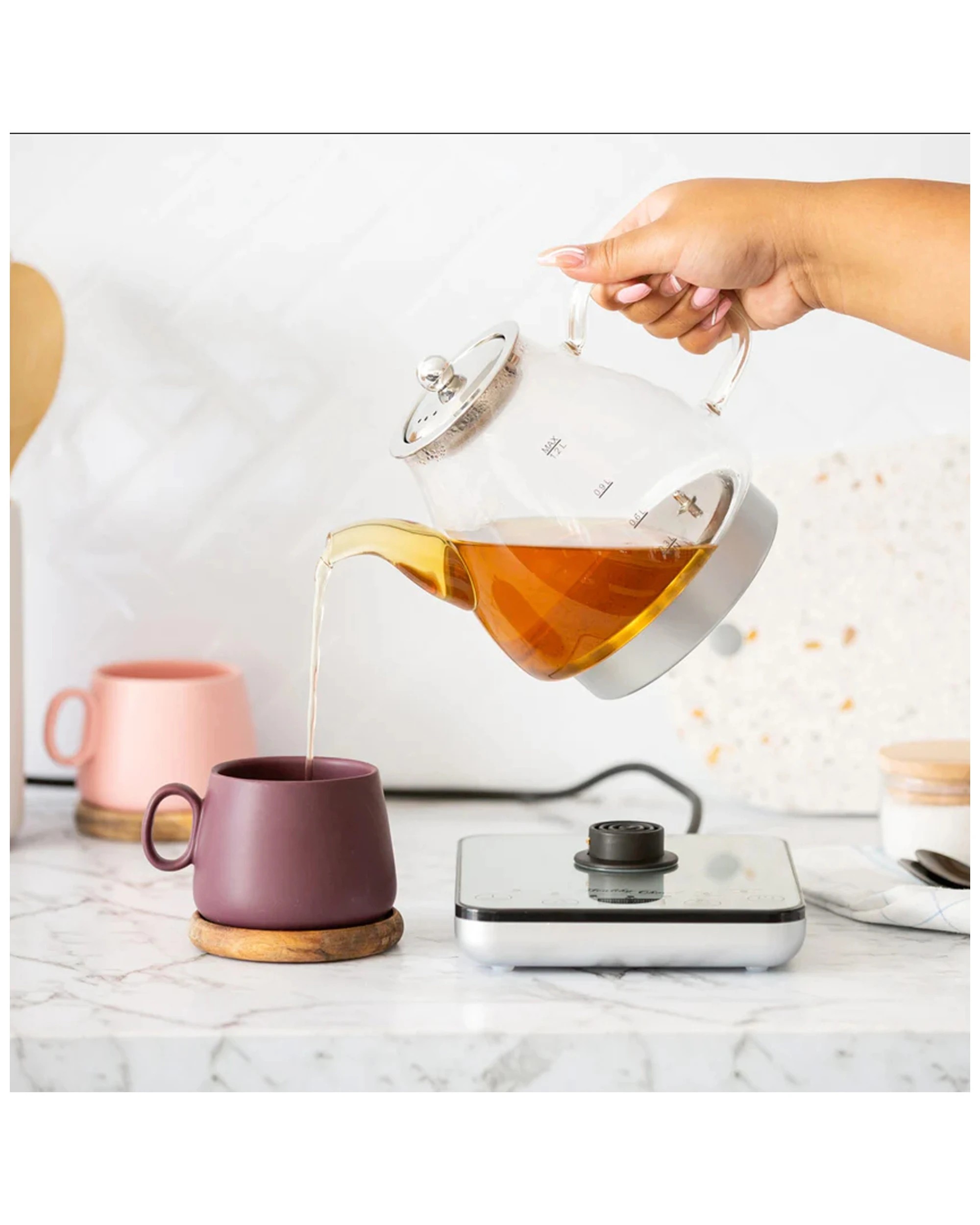 5 Healthy Choice Electric 800w 1.2l Digital Glass Kettle W/tea Infuser/keep Warm - Silver, 5 of 6