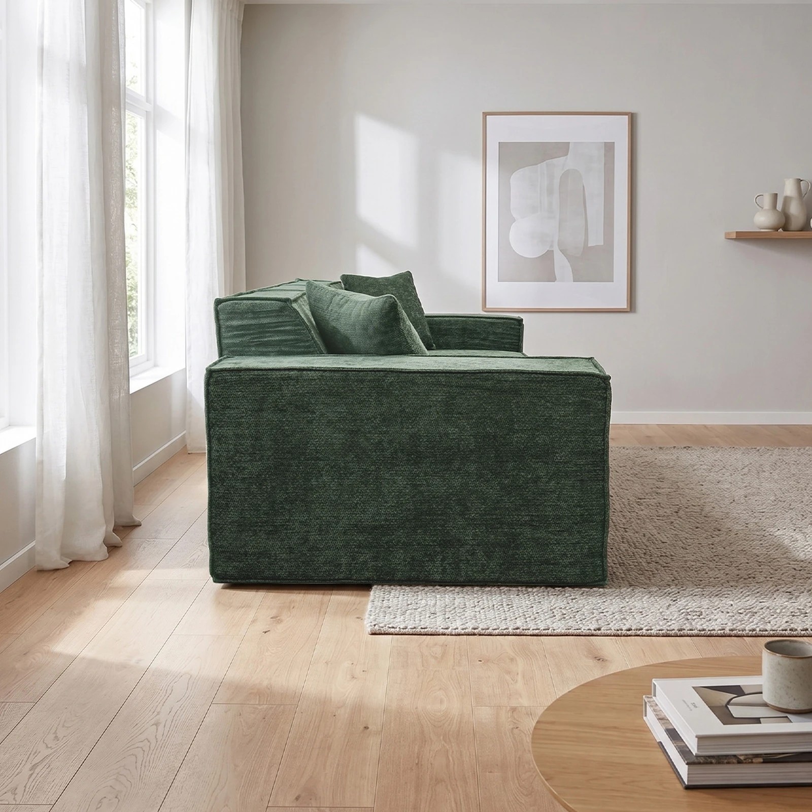 4 Oikiture Modular Sofa Compressed Convertible Couch 300cm Chenille - Green, 4 of 7
