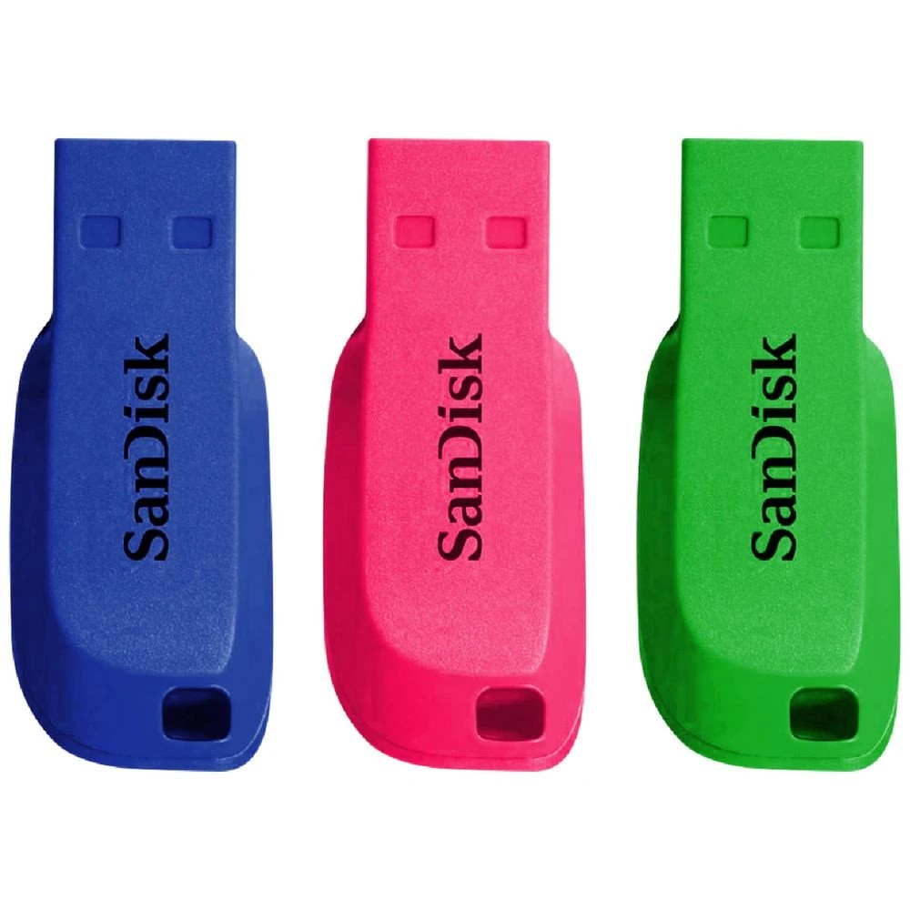 1 SanDisk 32GB Cruzer Blade USB Flash Drive 3 Pack Bright, 1 of 1