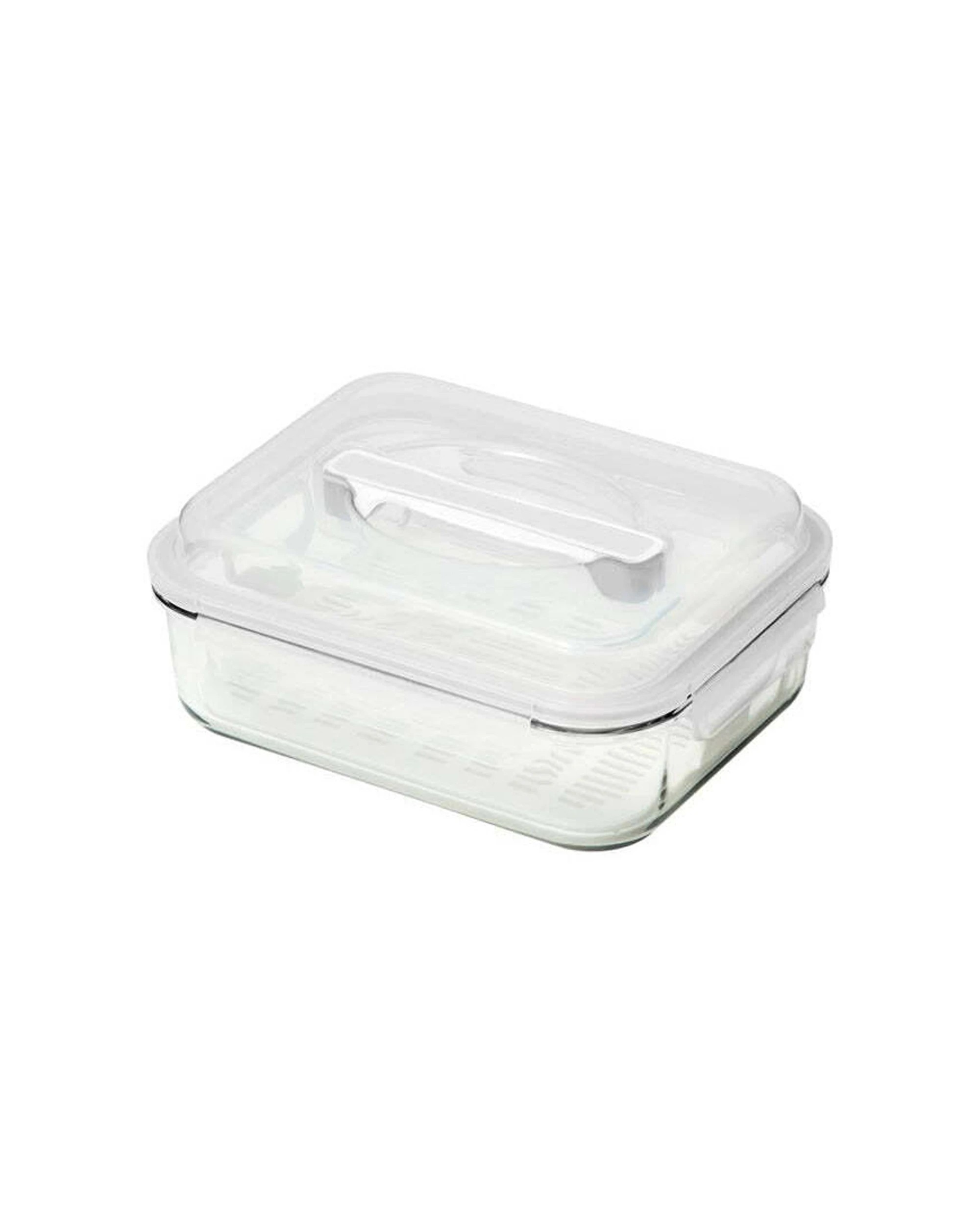 1 Glasslock 24cm Handy Food Container With Insert And Lid Tempered Glass Airtight - White, 1 of 1