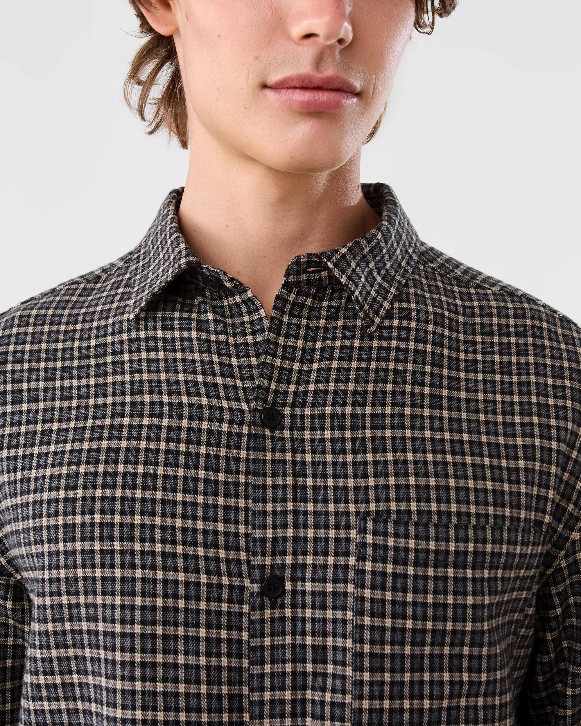 6 Long Sleeve Boxy Shirt Blk Check, 6 of 8