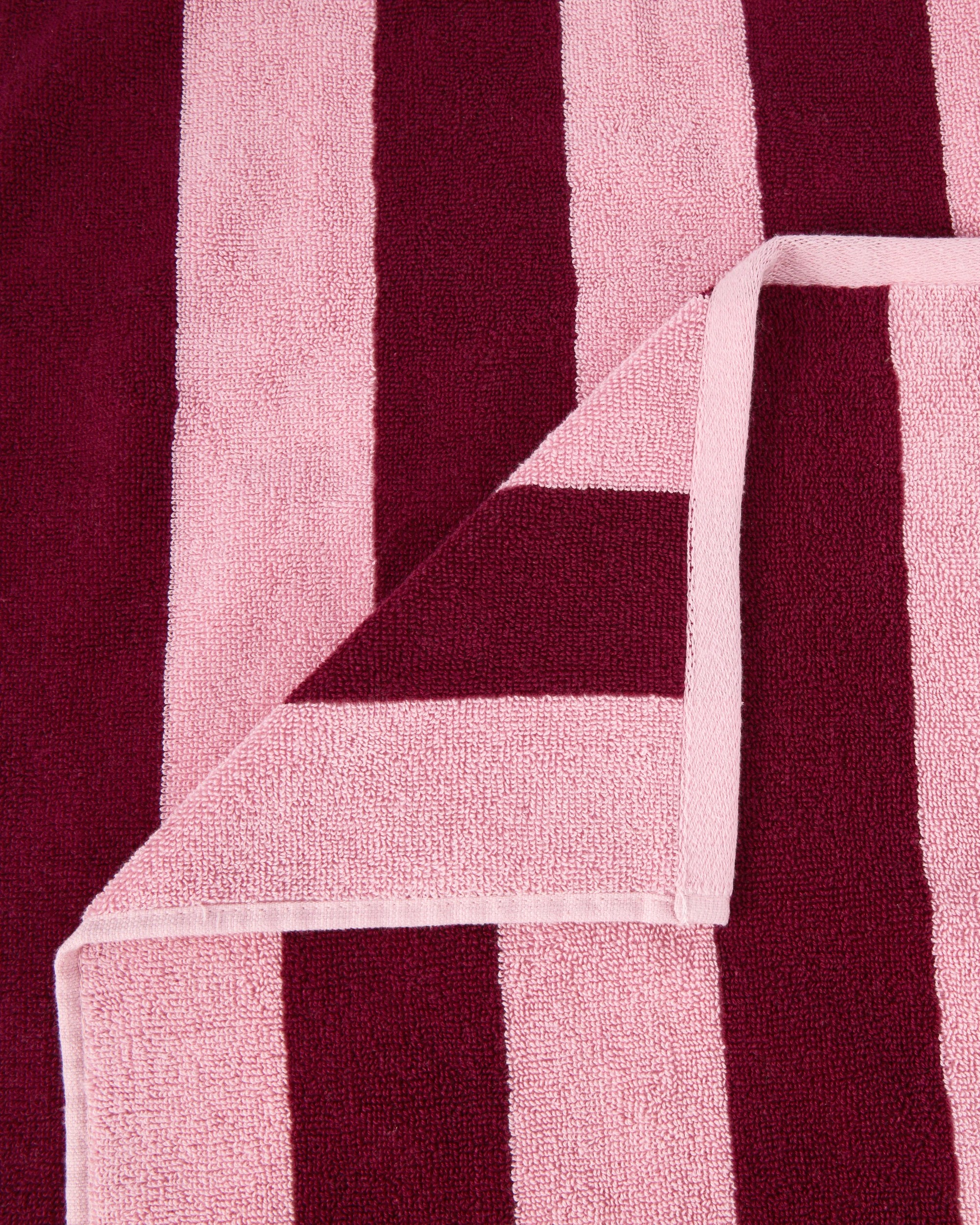 2 Stripe Cotton Bath Towel - Berry, 2 of 5