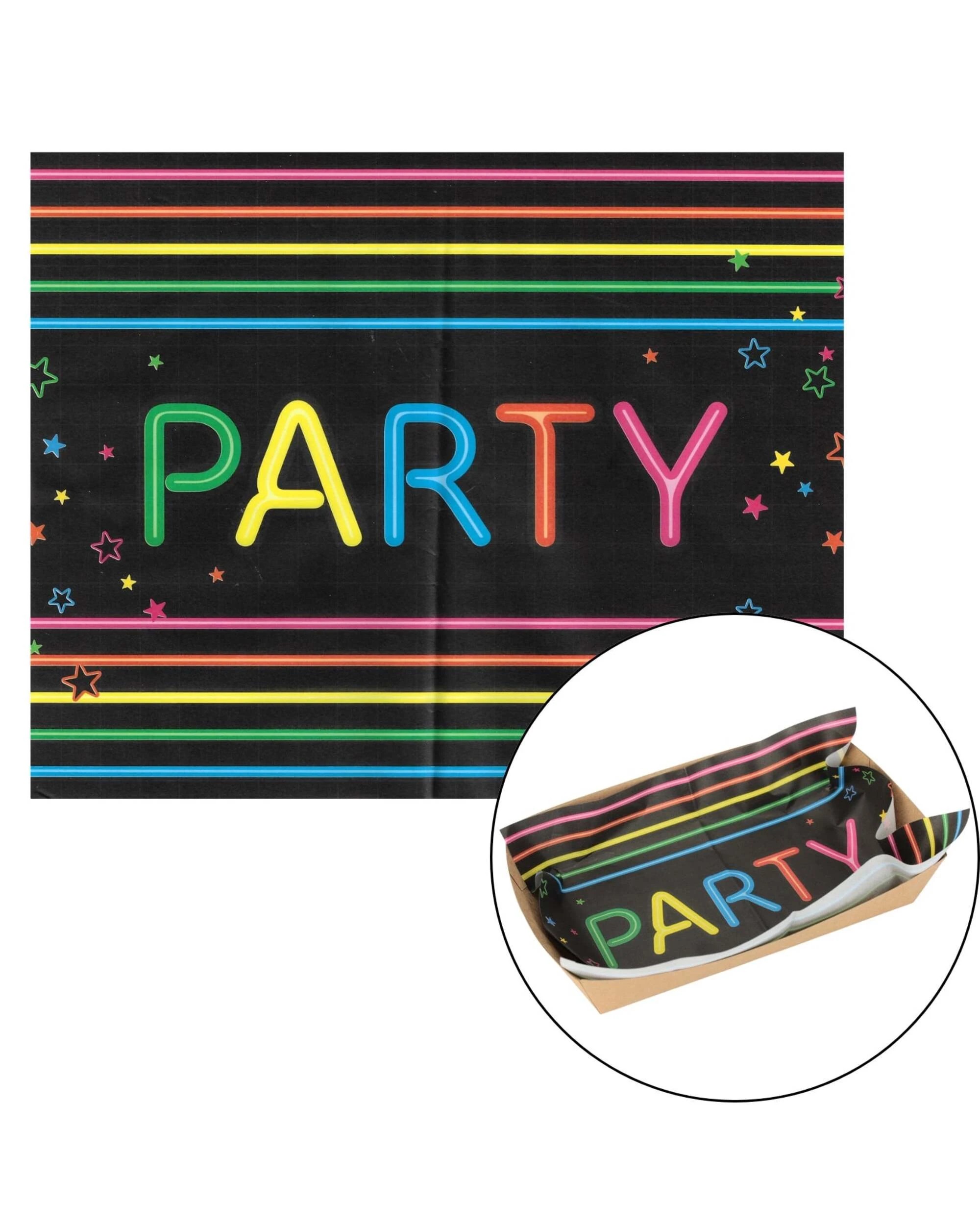 1 Artwrap Neon Party Grease Proof Paper Plate Tray Liners 8 Sheets - Multi, 1 of 5