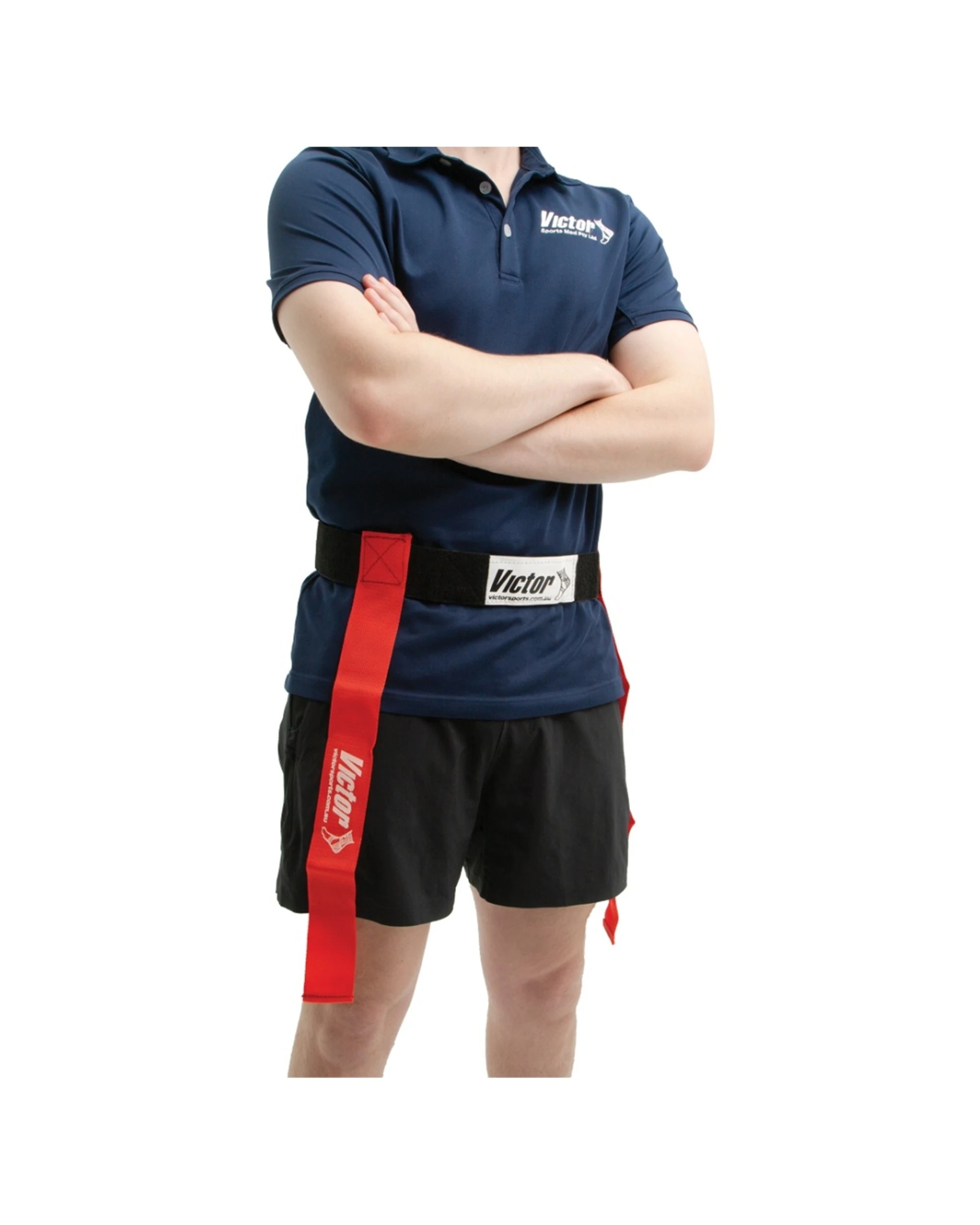 2 Victor Sports 3pc Tag Belt Set Hook Loop Fastener Tags 150cm Belt 50cm - Red, 2 of 2