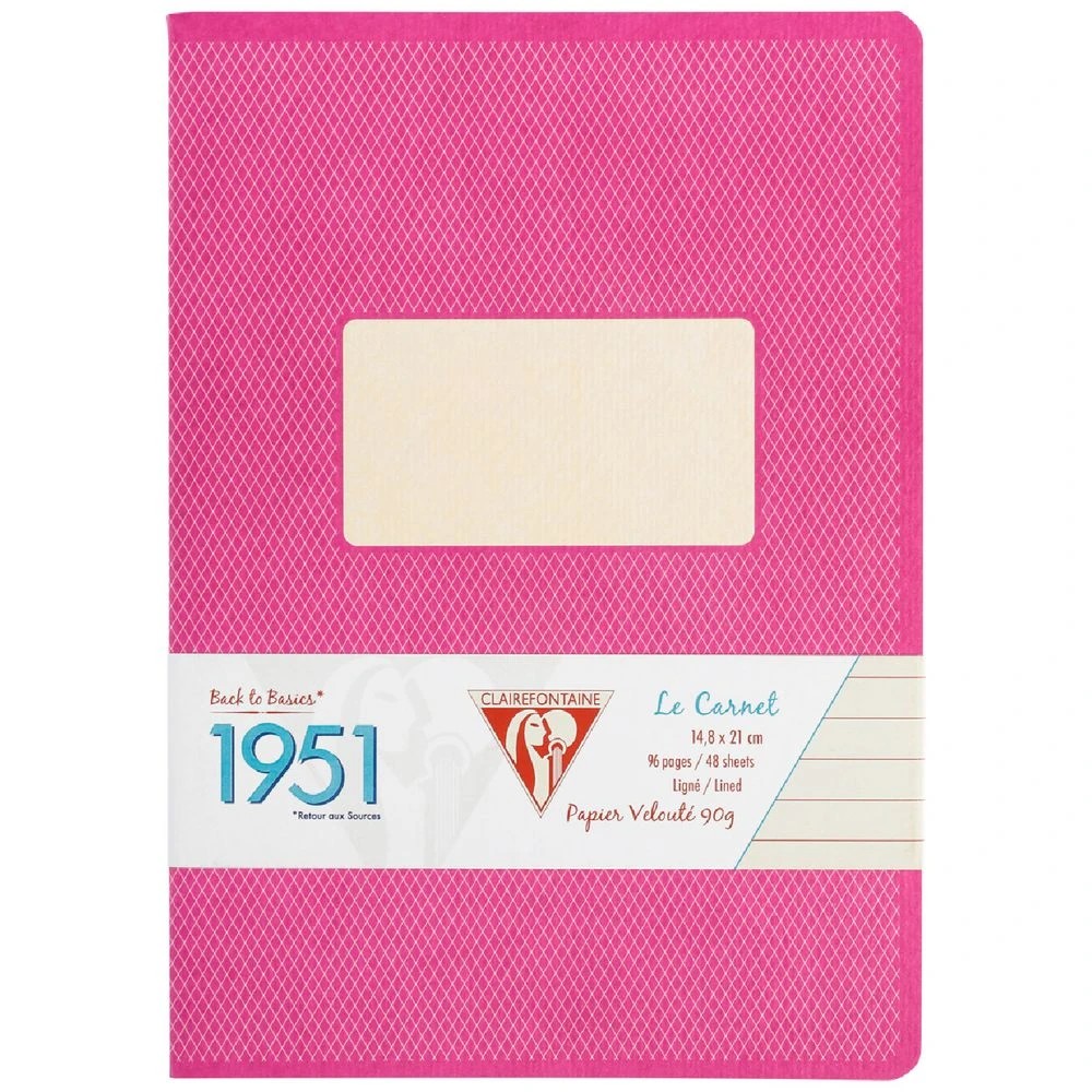 1 Clairefontaine 1951 A5 Stapled Notebook Ruled 96 Page Pink, 1 of 6