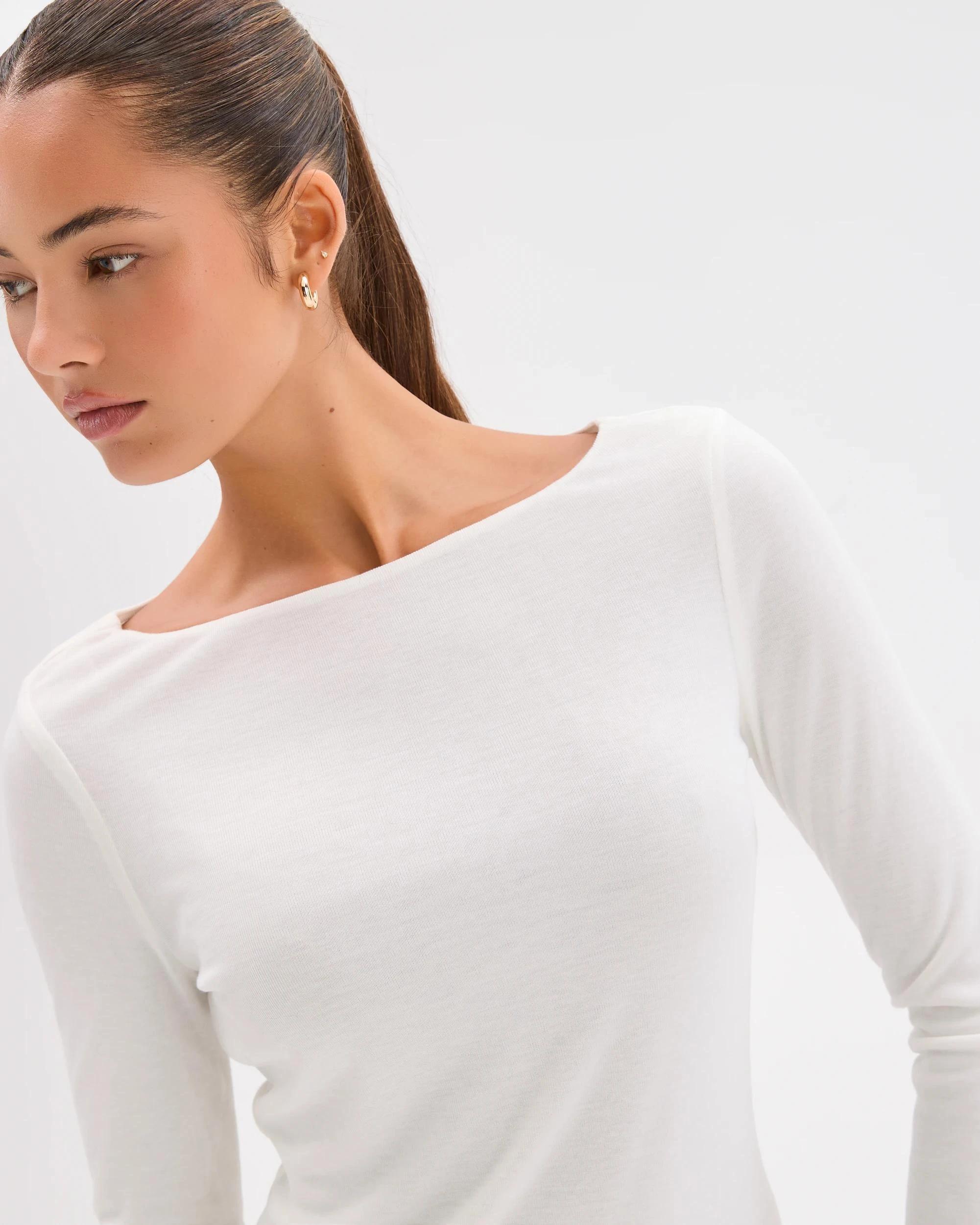 5 Lily Loves Double Layer Boat Neck Long Sleeve Top JET STREAM, 5 of 6