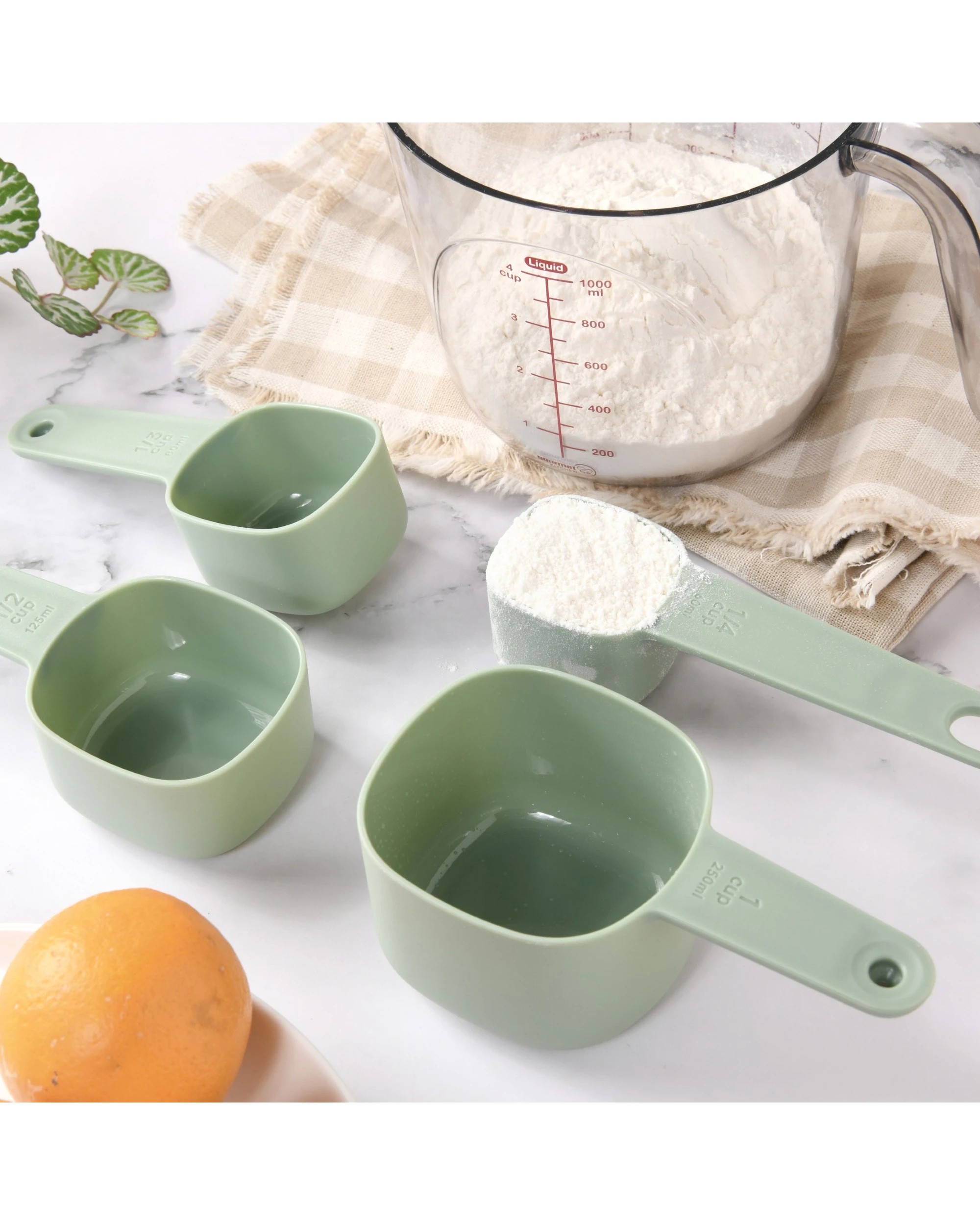 2 Gourmet Kitchen Modern Nesting Measuring Cup Set 4pc 16.6x7.6x7.5cm - Green, 2 of 10
