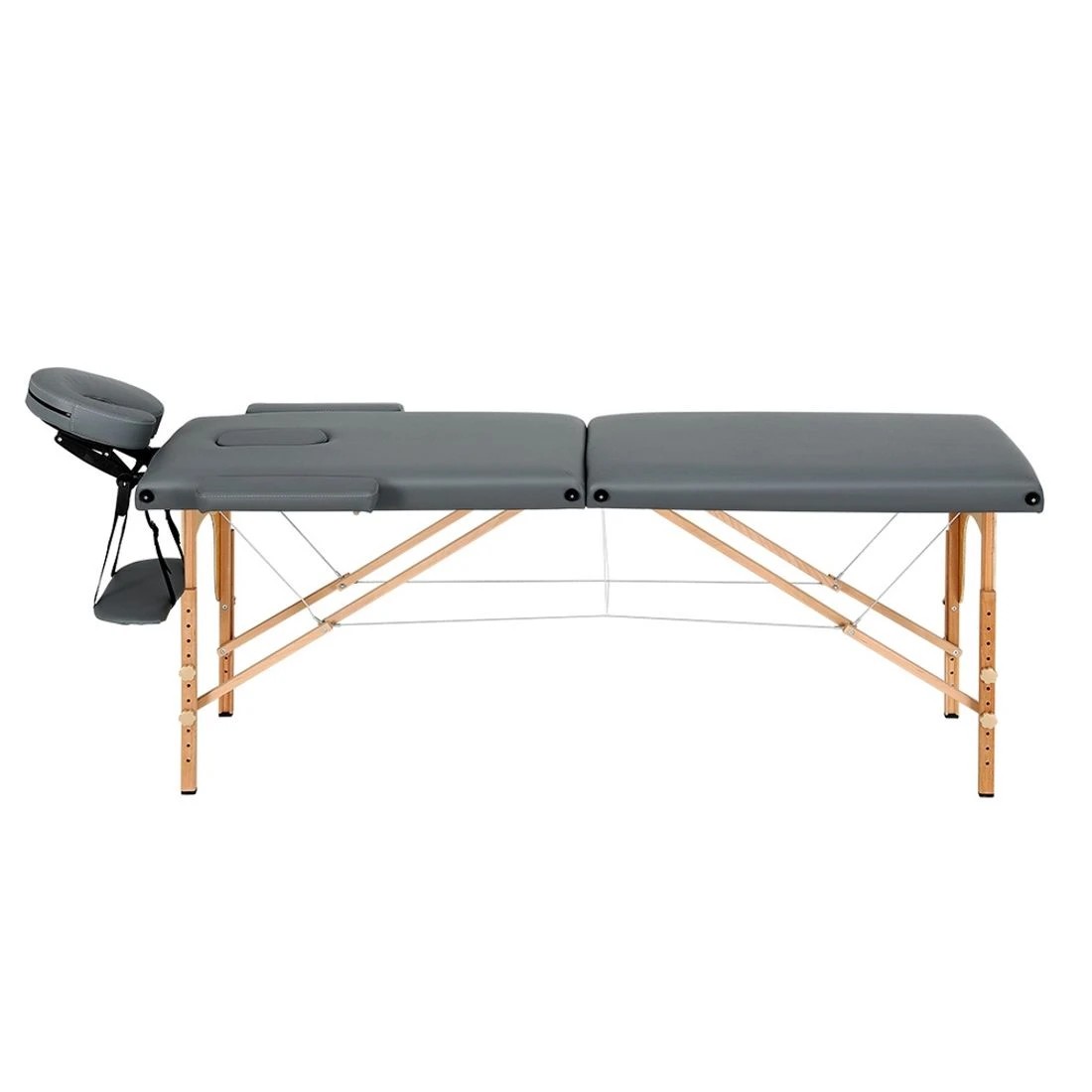 3 Zenses Massage Table 56cm Portable 2 Fold Wooden Beauty Bed - Grey, 3 of 6