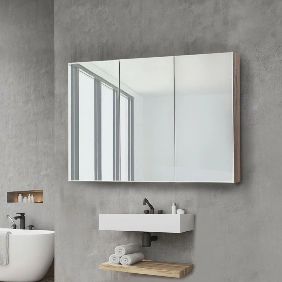 5 Cefito Bathroom Mirror Cabinet 900x720mm Oak - Natural, 5 of 5