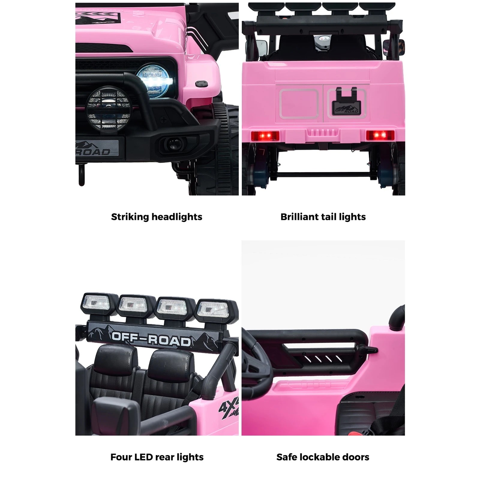 9 Mazam Ride On Car Kids Electric Jeep Bluetooth Light Music Remote Control
 - Pink, 9 of 10