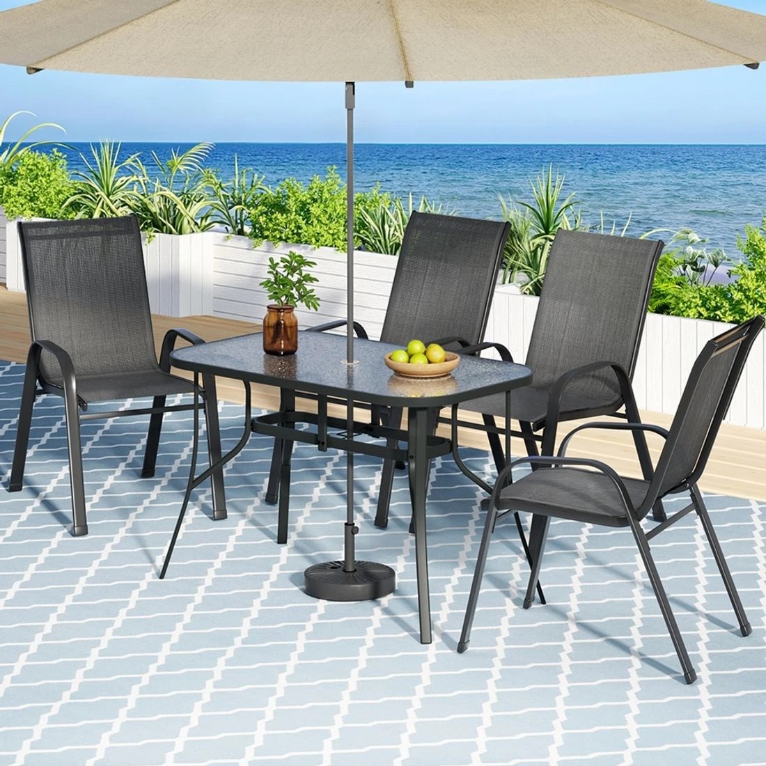 3 Gardeon 5PC Outdoor Dining Set Table and Chairs - Black, 3 of 5