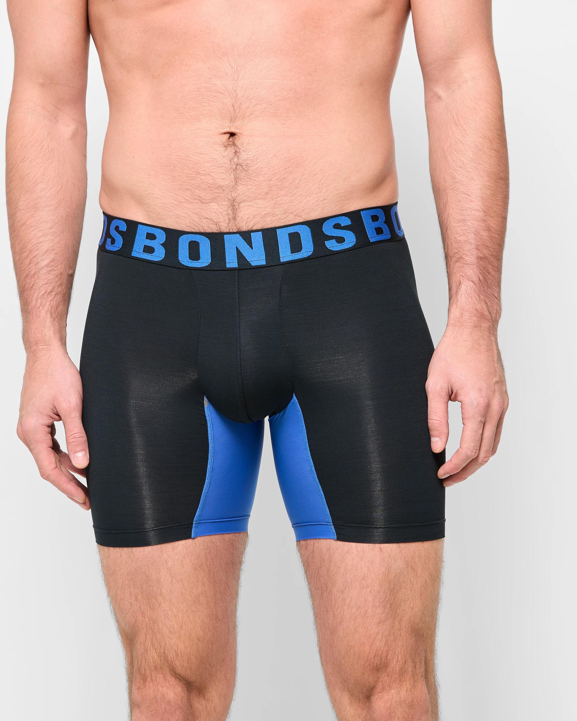 1 Mens Chafe Off Trunks - Bonds BLUE MY MIND/BLACK, 1 of 3