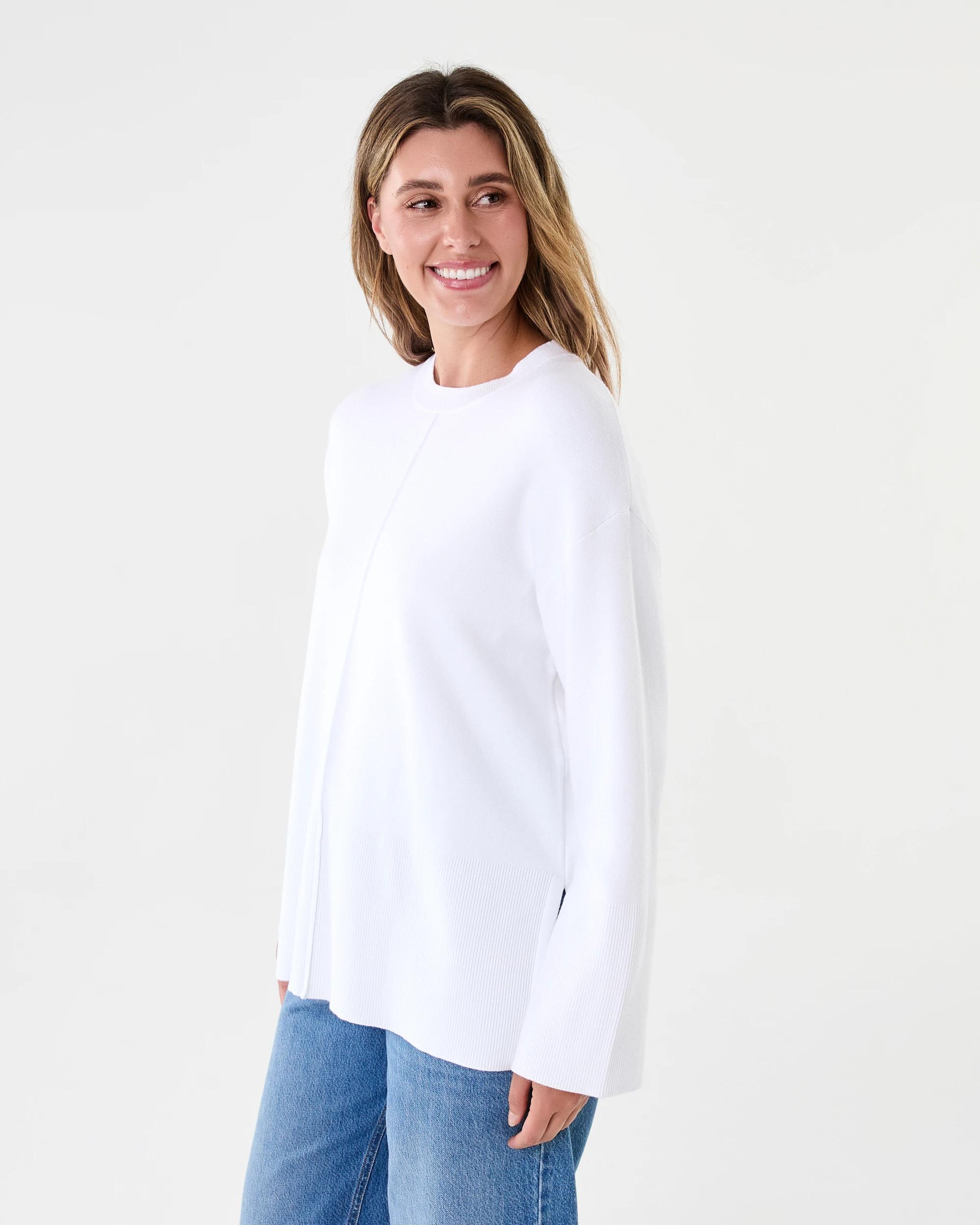 2 Compact Seam Front Oversized Jumper Cld White, 2 of 7