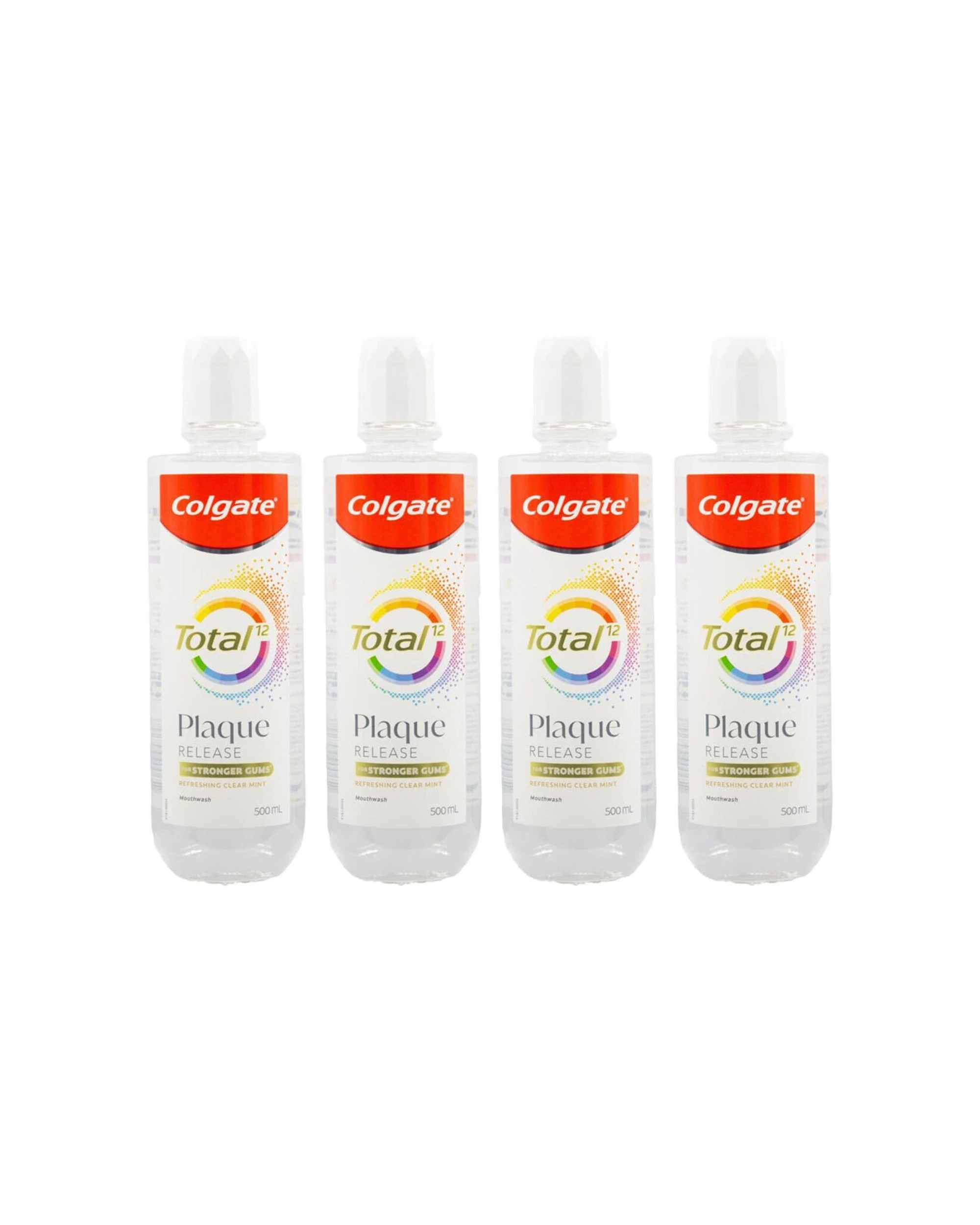 1 Colgate 4PK Total 12 Mouthwash Plaque Release Dental Care 500ml - Clear, 1 of 3