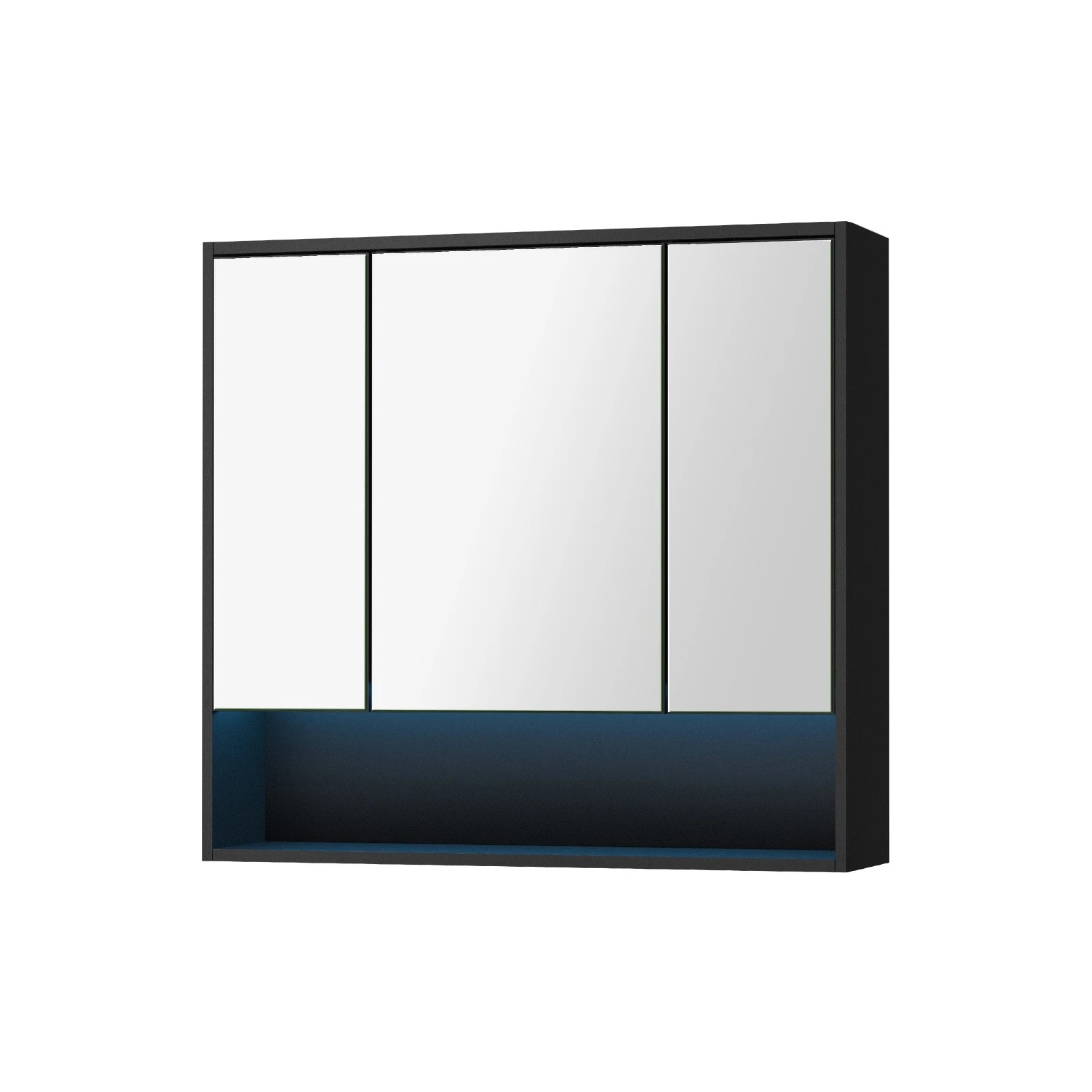 1 Welba Bathroom Mirror Cabinet Storage 900x750mm - Black, 1 of 7