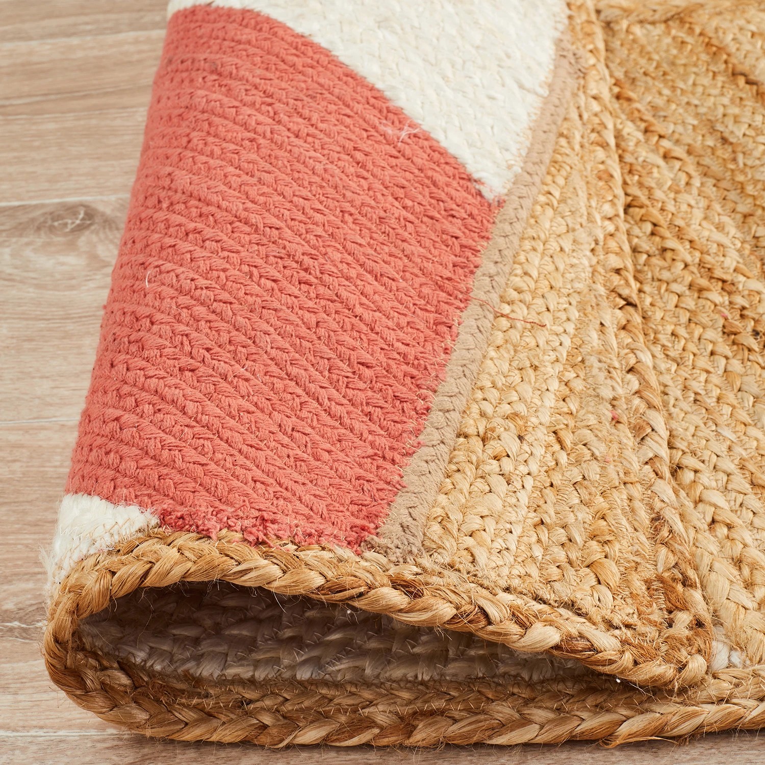 7 Common Ground Rugs Promenade 111 220x150cm - Medium Hand Loomed Jute Floor Rug - Coral - Orange, 7 of 7