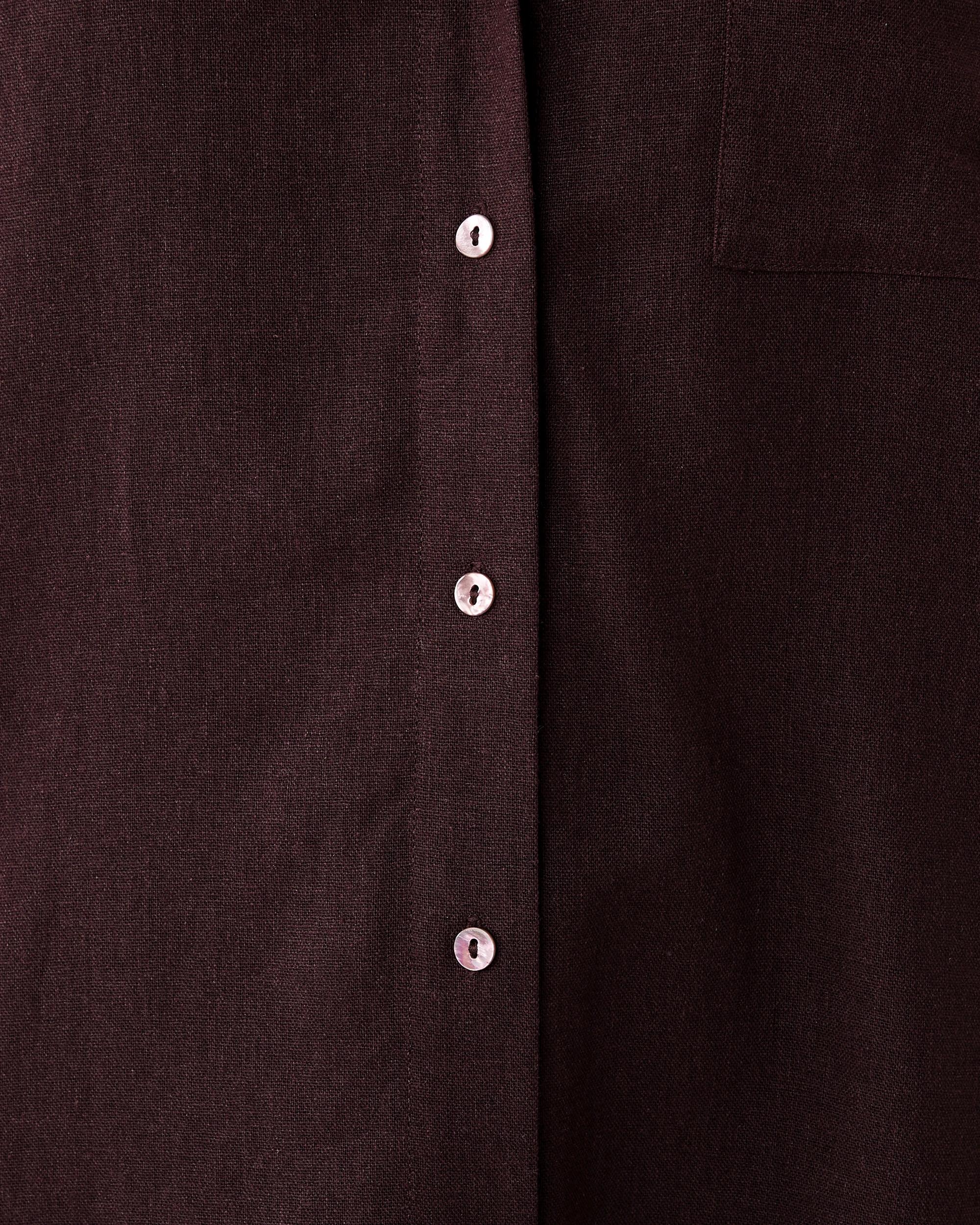 6 Long Sleeve Oversized Linen Blend Shirt Choc Plum, 6 of 8