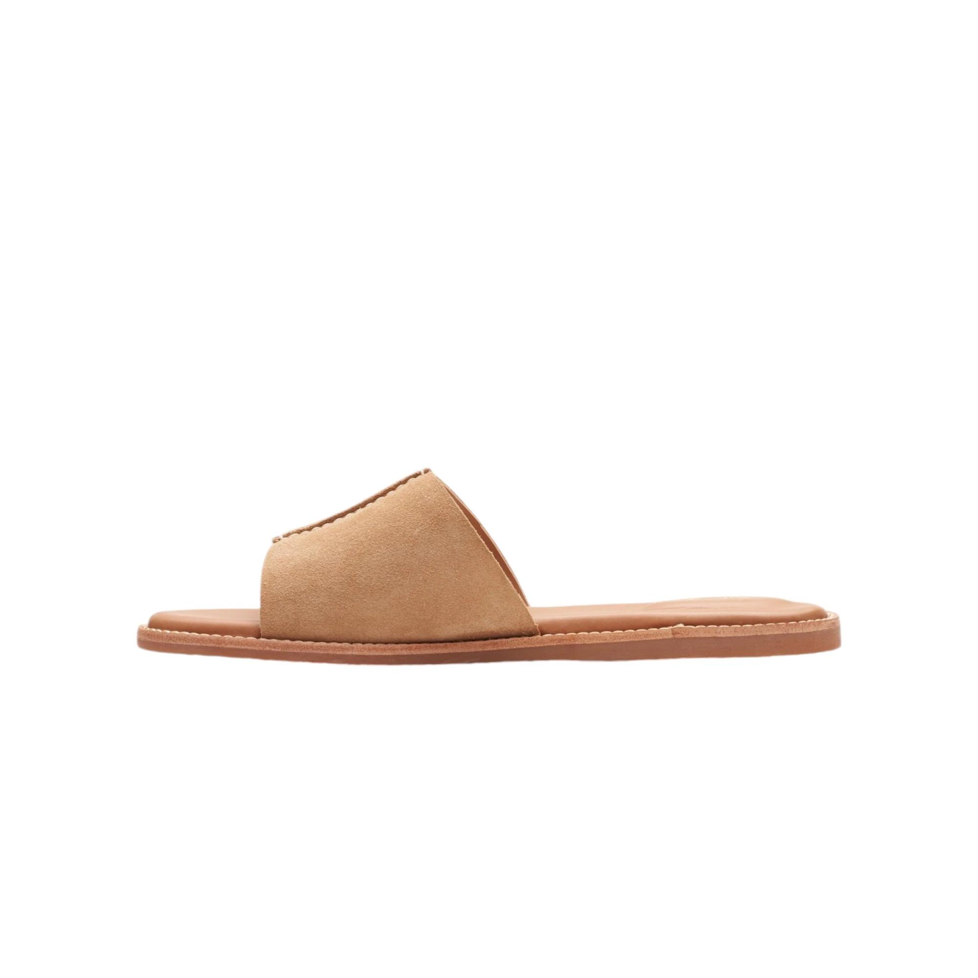 2 Clarks Womens Karsea Mule Slides Light Suede Sandals Slip On Shoes TAN, 2 of 7