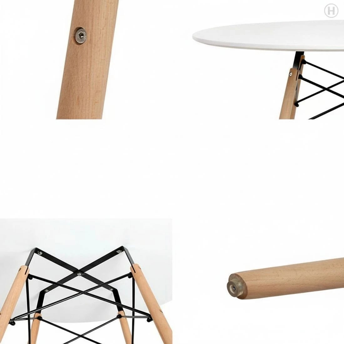 4 Artiss Dining Table Round White 4 Seater 100CM - White, 4 of 5