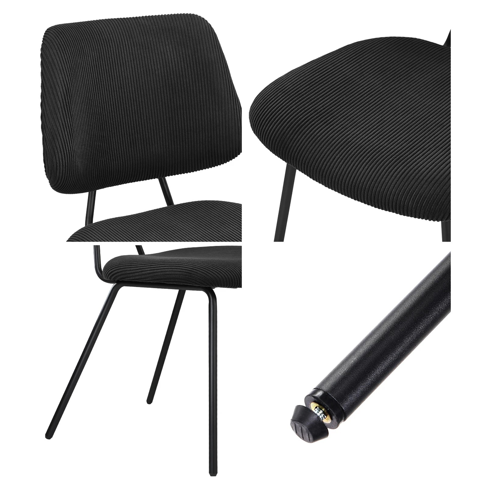 5 Oikiture 4x Dining Chair Vintage Retro Polyester Kitchen Padded Lounge - Grey, 5 of 9