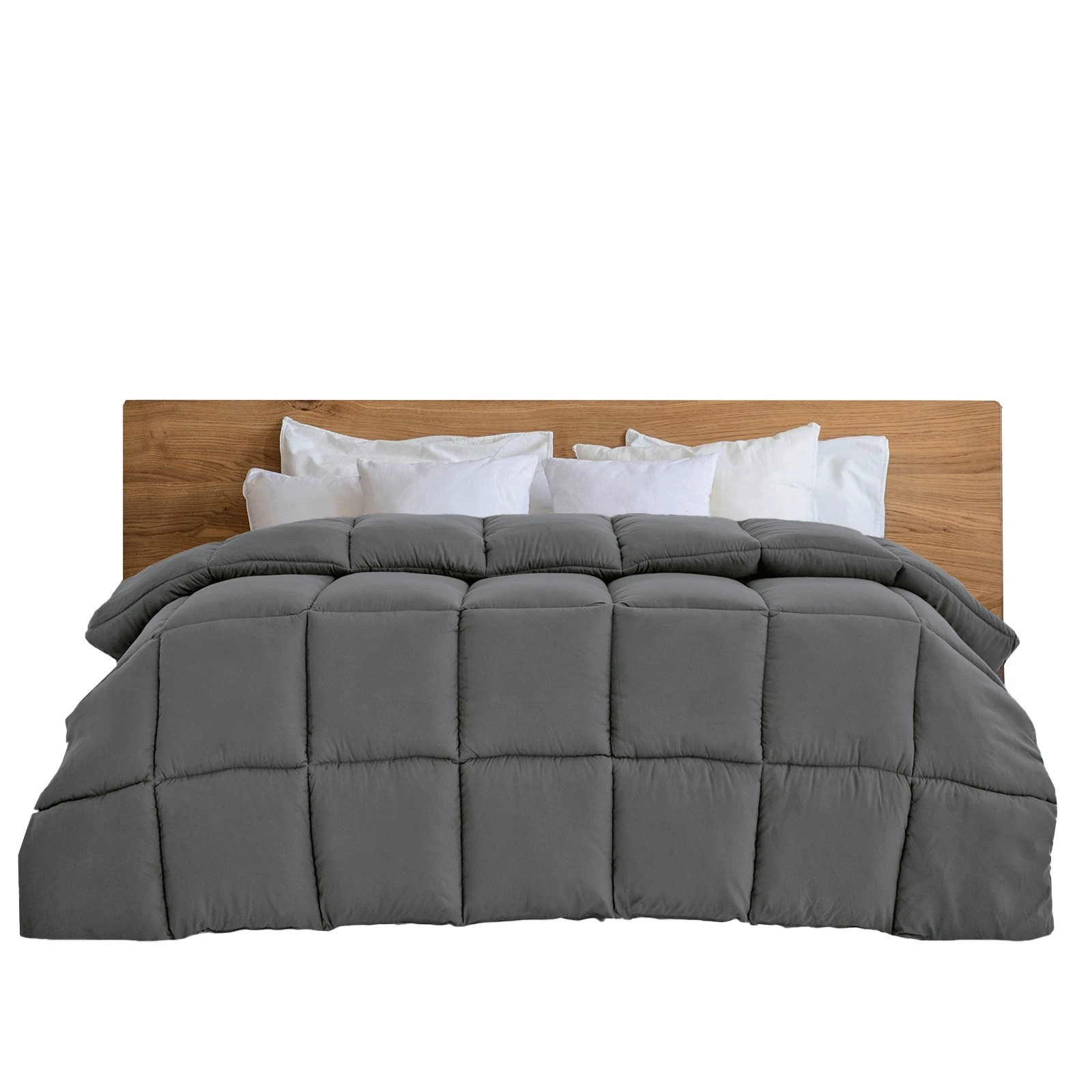 1 Royal Comfort 350GSM Bamboo Quilt Luxury Bedding Duvet All Seasons Breathable - Single Bed - Charcoal, 1 of 4