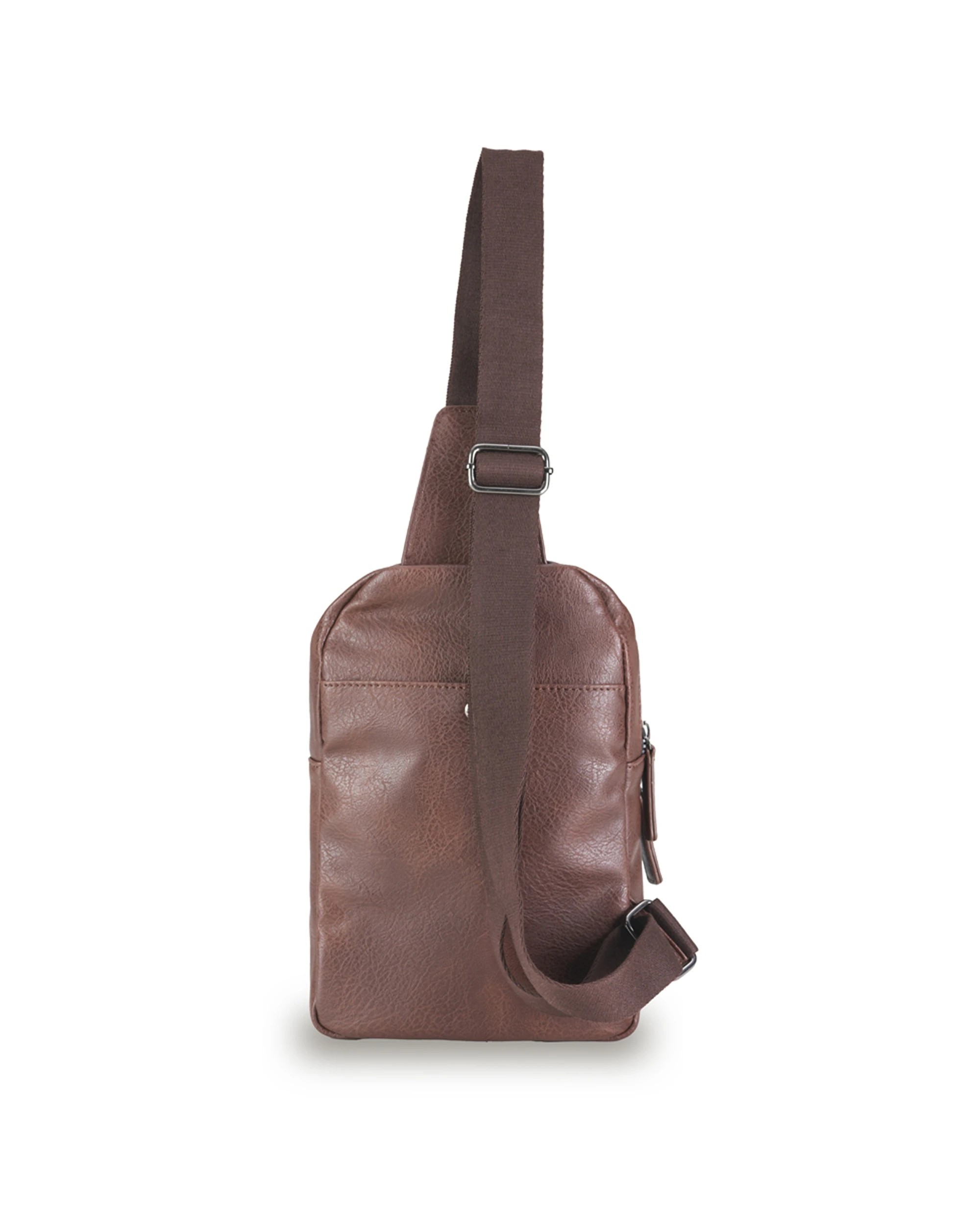 2 Tosca Vegan Leather Slinger Mens Fashion Sling Bag Lightweight Durable Chocolate - Brown, 2 of 3