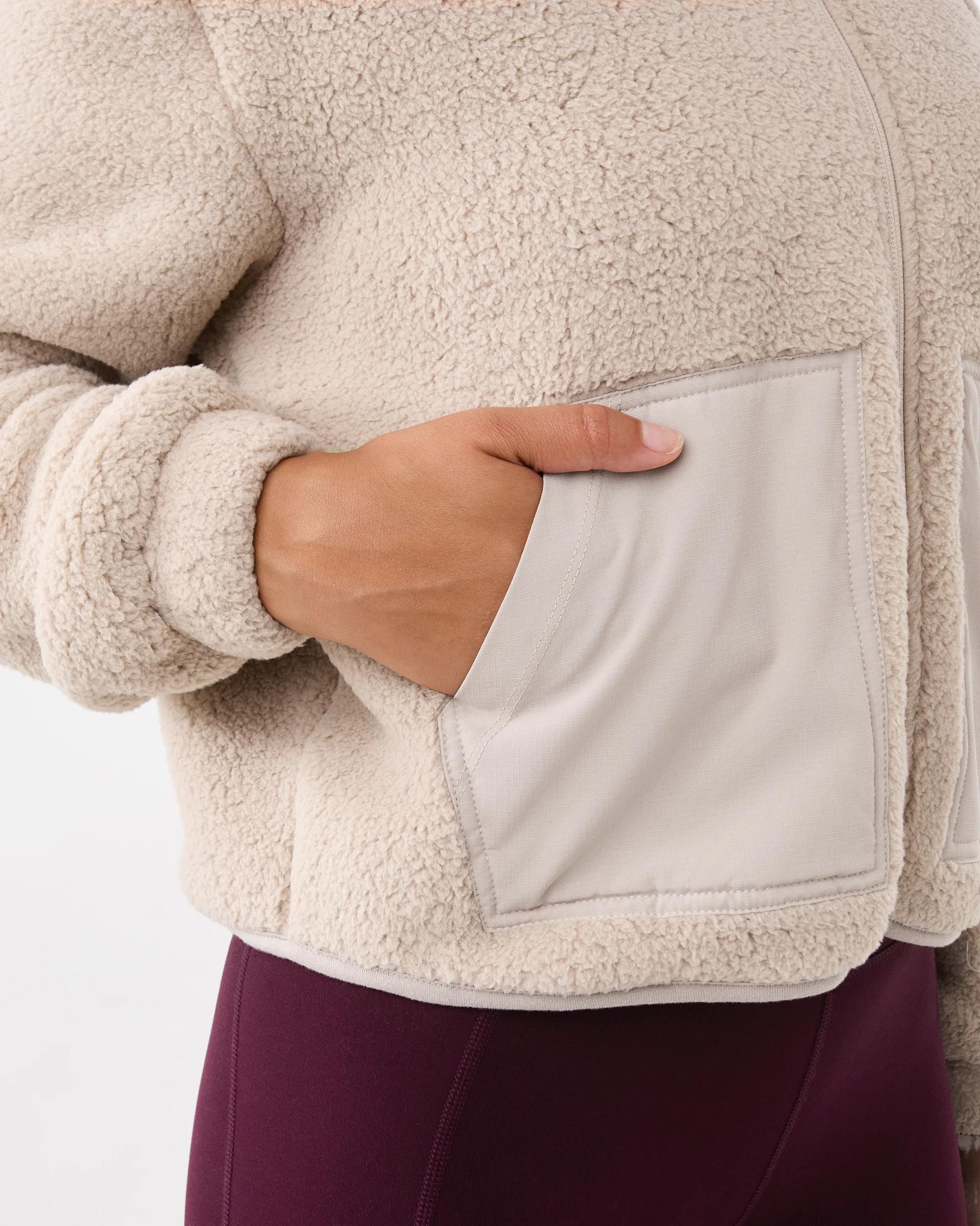 8 Everlast Womens Sherpa Bomber Jacket Stone, 8 of 9