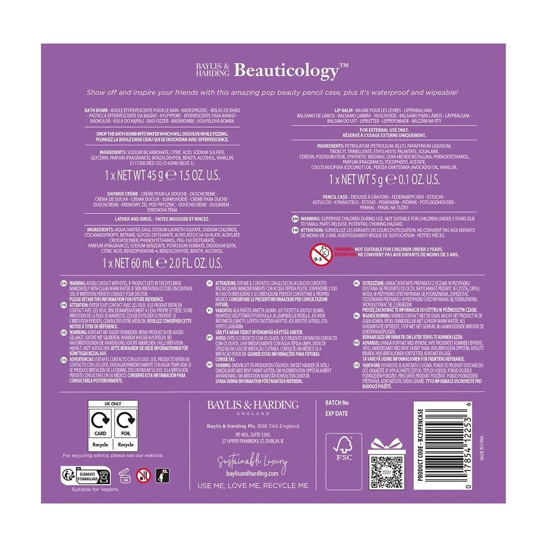 4 Baylis & Harding Beauticology 4 Piece Make a Wish Pop Beauty Pencil Case, 4 of 4