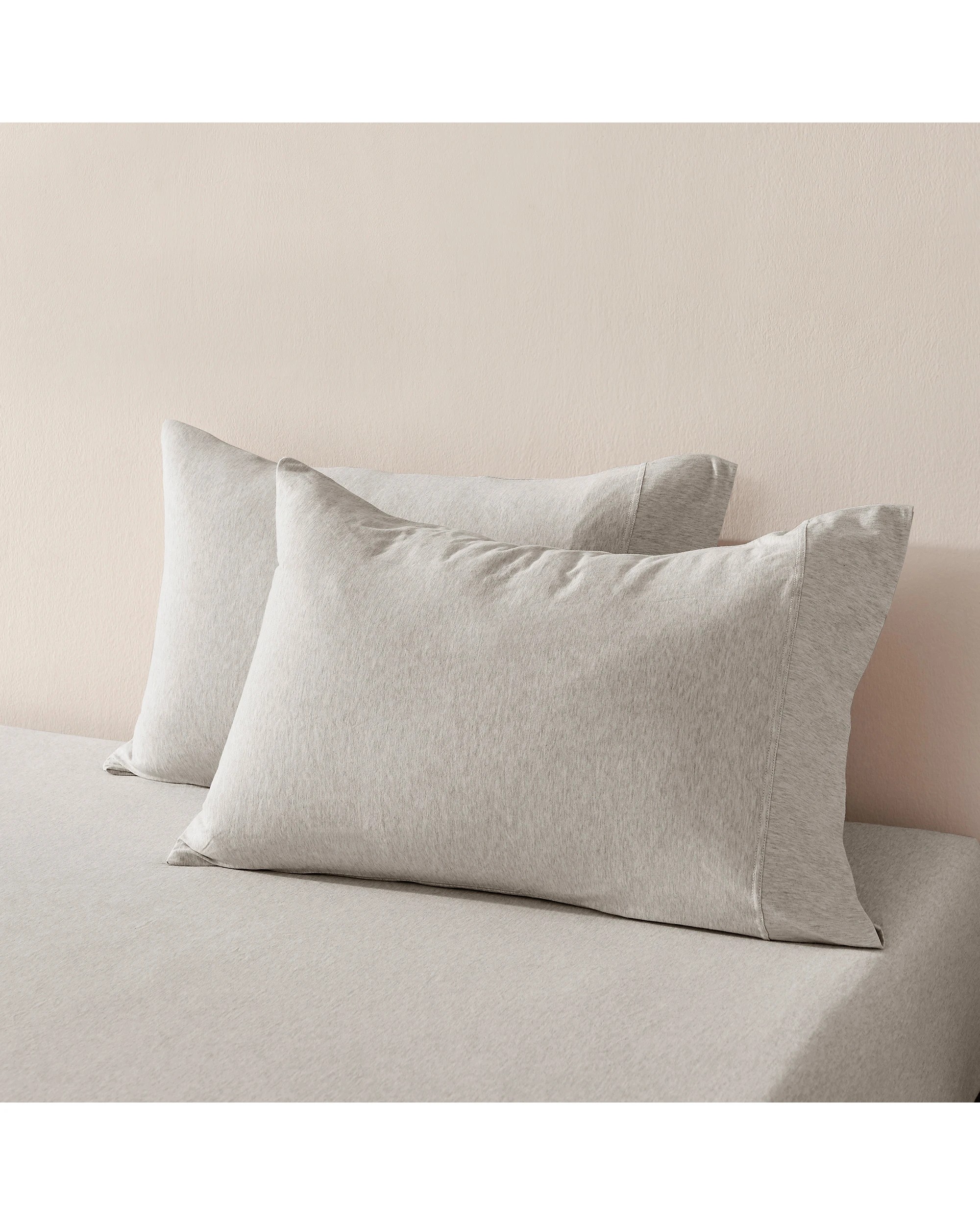 1 Dreamaker Jersey Luxe 100% Cotton Standard Pillowcase Twin Pack - Oatmeal, 1 of 5