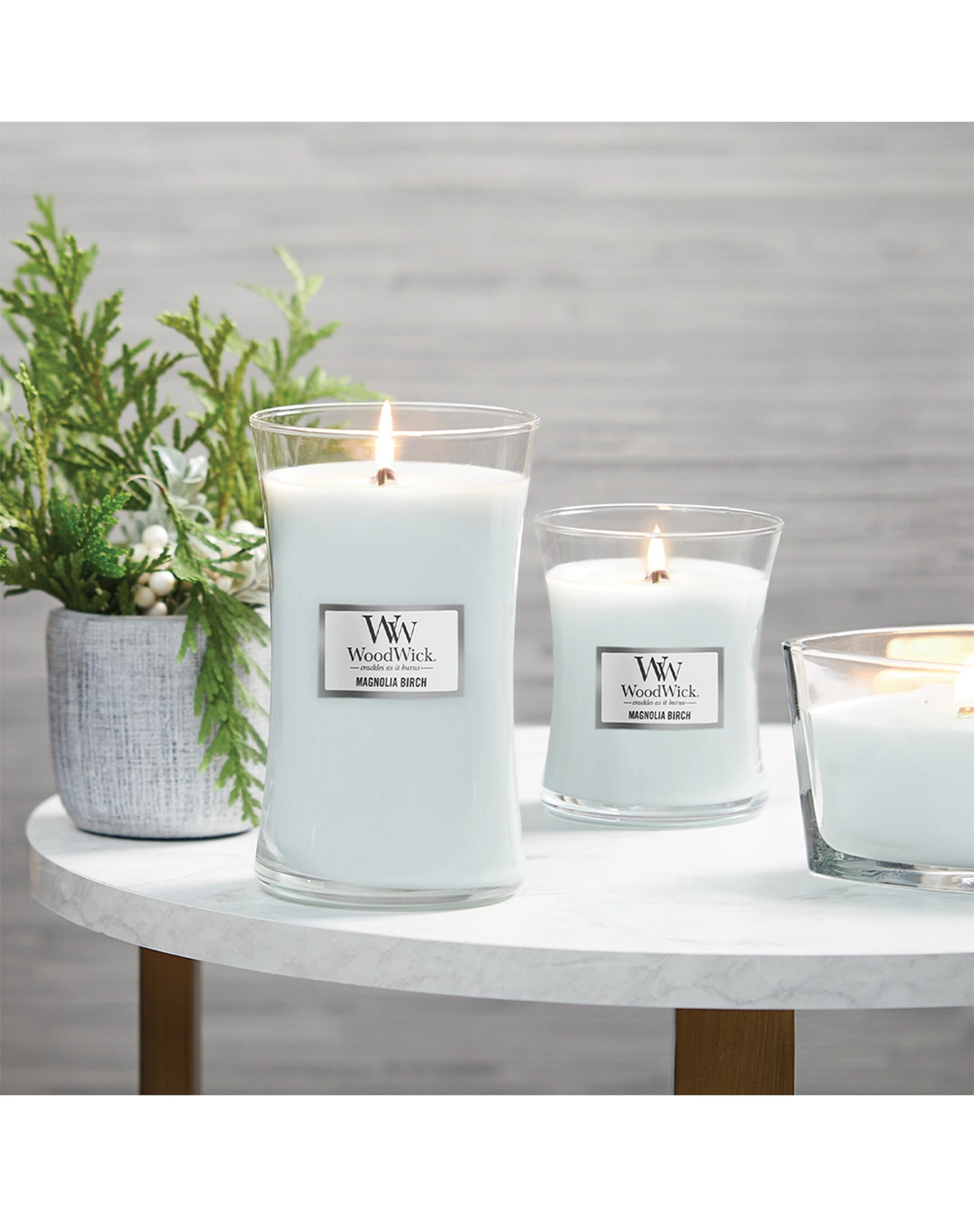 2 Woodwick Scented Soy Wax Candle Magnolia Birch Scented Home Fragrance Medium - Blue, 2 of 3