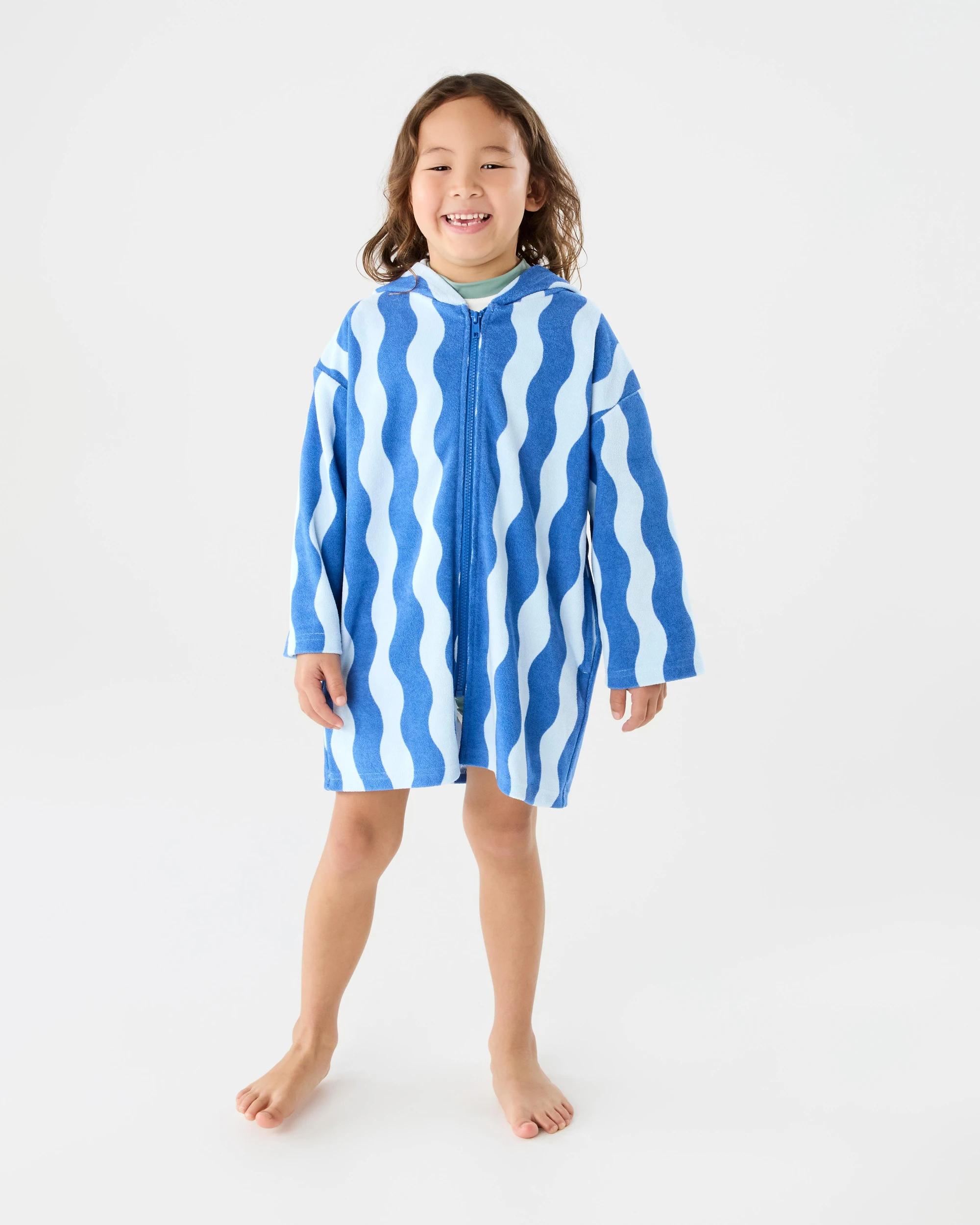 1 Terry Towelling Cover up Blu Stripe, 1 of 7