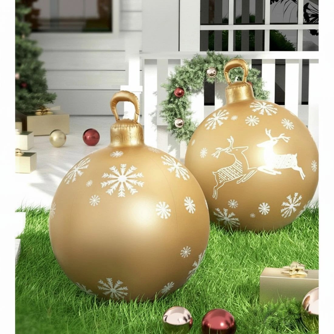 4 Jingle Jollys Christmas Inflatable Ball Bauble 60cm Outdoor Decoration Gold Durable Space Saving Modern Decor - Gold, 4 of 4