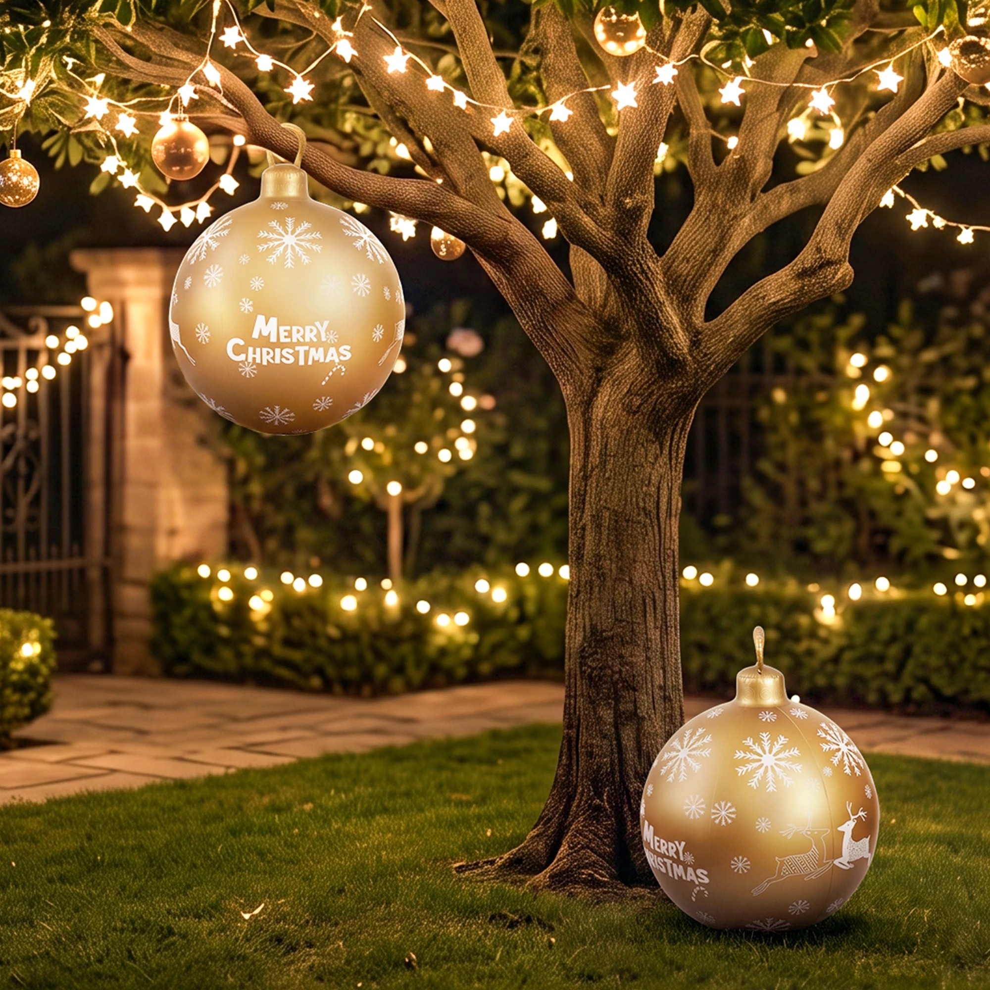 4 Jingle Jollys Christmas Inflatable Ball  Bauble 60cm Outdoor Decoration - Gold, 4 of 4