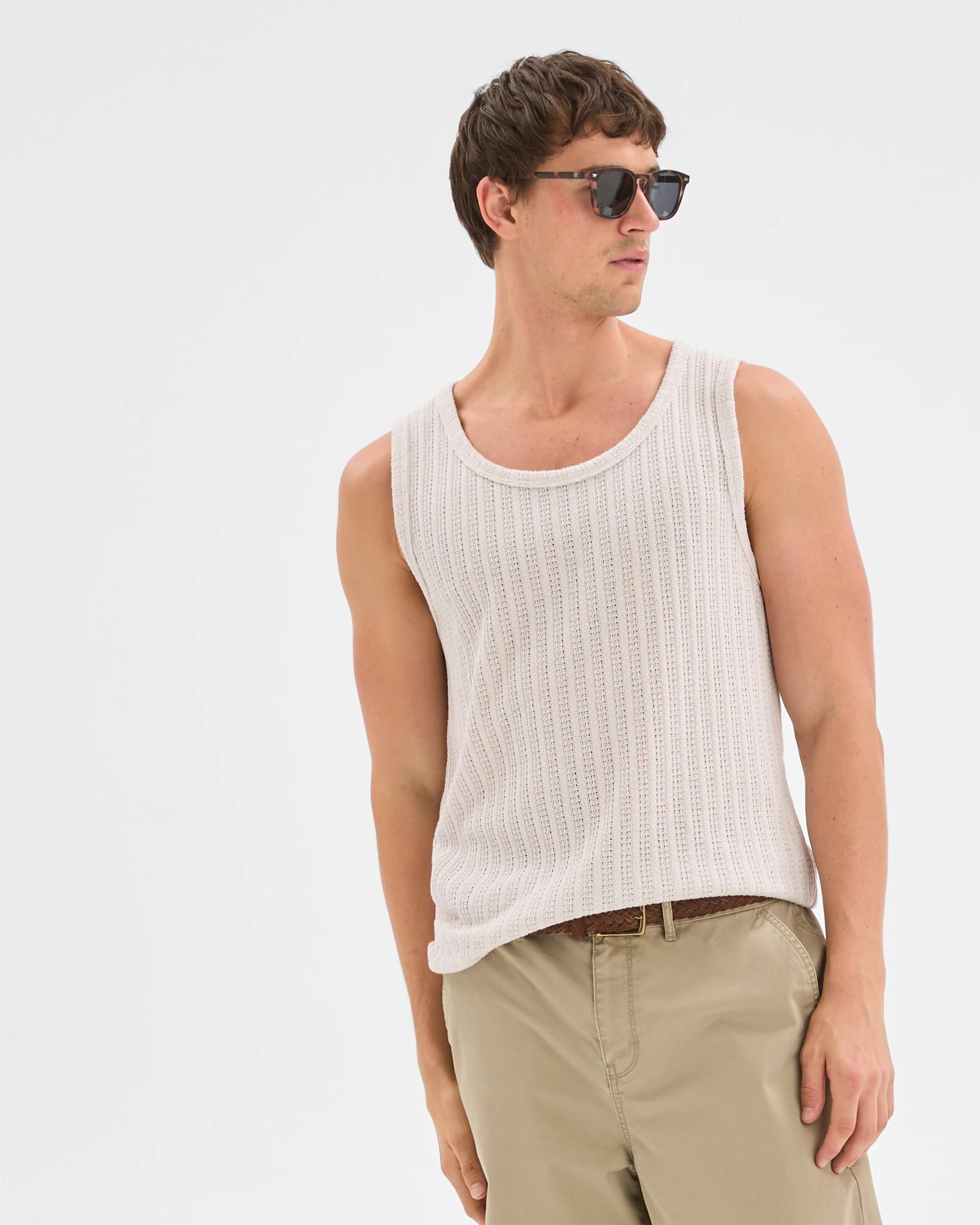 3 Commons Australian Cotton Blend Textured Tank Top WASHED WHITE, 3 of 6