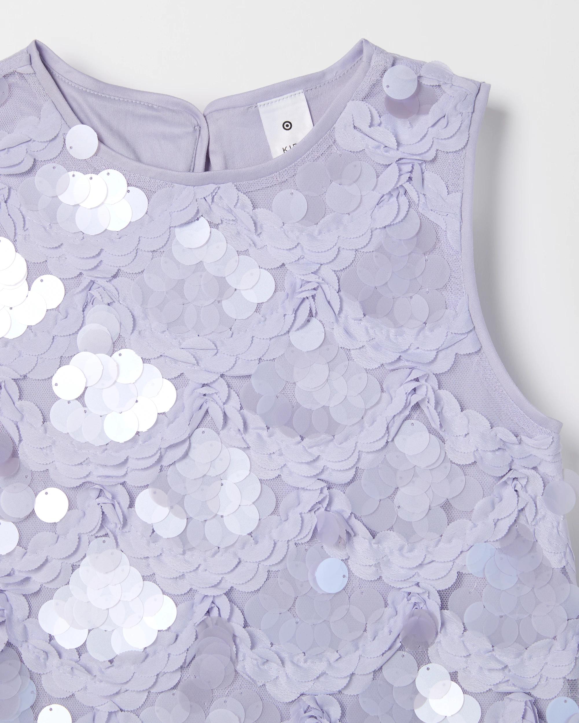 7 Target Kids Sequin Sleeveless Scallop Hem Occasion Dress LILAC, 7 of 7