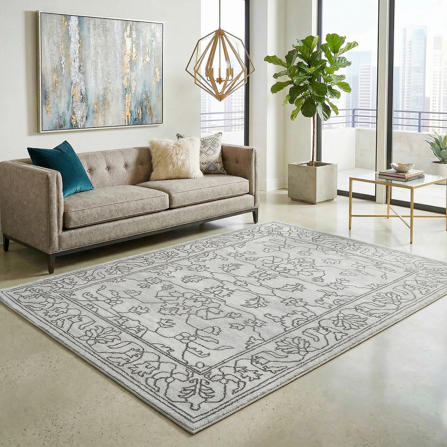 1 Common Ground Rugs Elysium Bjorn 290x200cm - Large Pet Friendly Floor Rug - White, 1 of 7