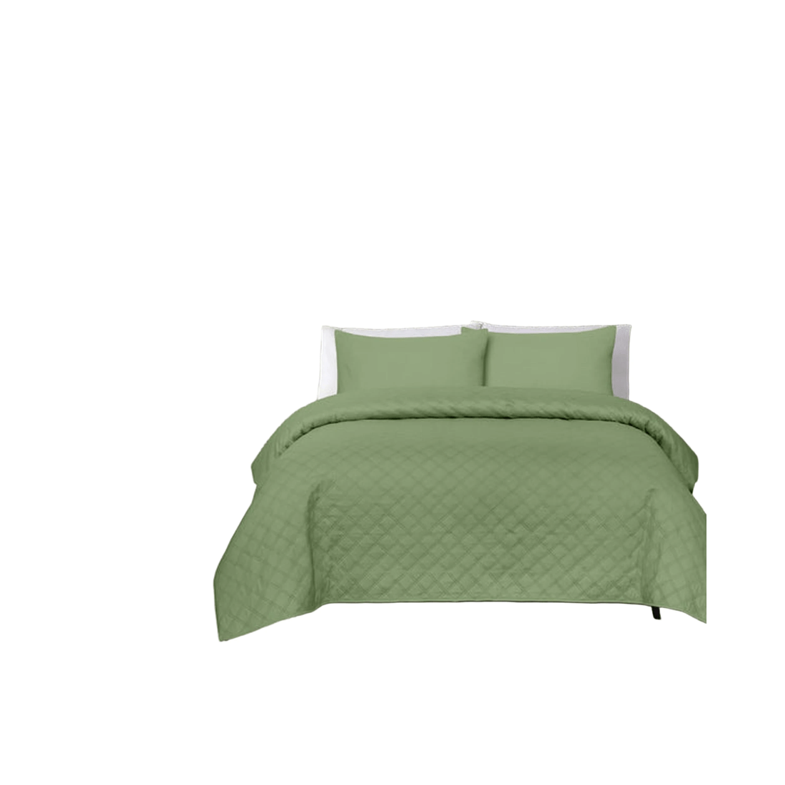 1 Amsons Premium Double Brushed Microfiber Bedspread Set - Super King, Green (1 Bedspread + 2 Pillowcases) - Green, 1 of 2