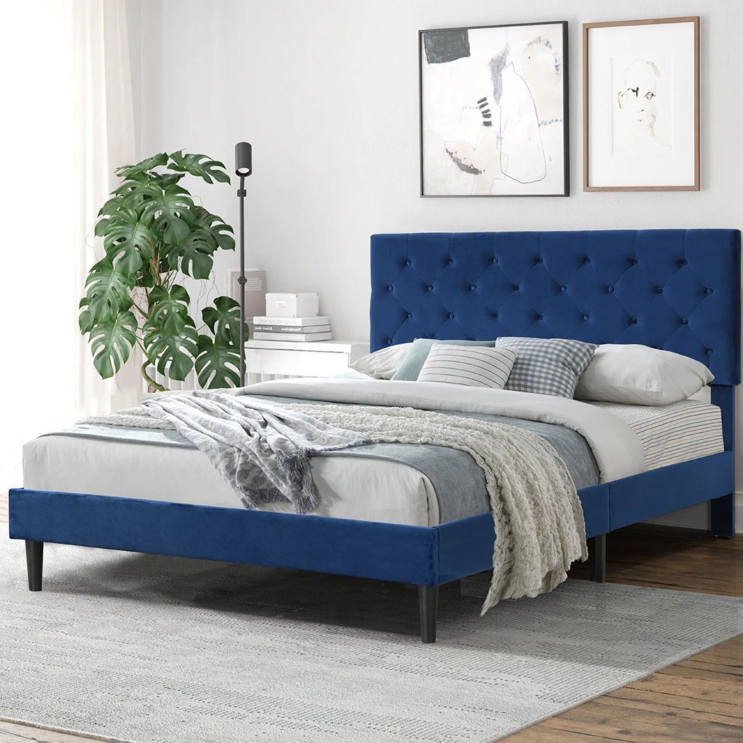 7 Levede Double Size Bed Frame in Blue Colour, 7 of 8