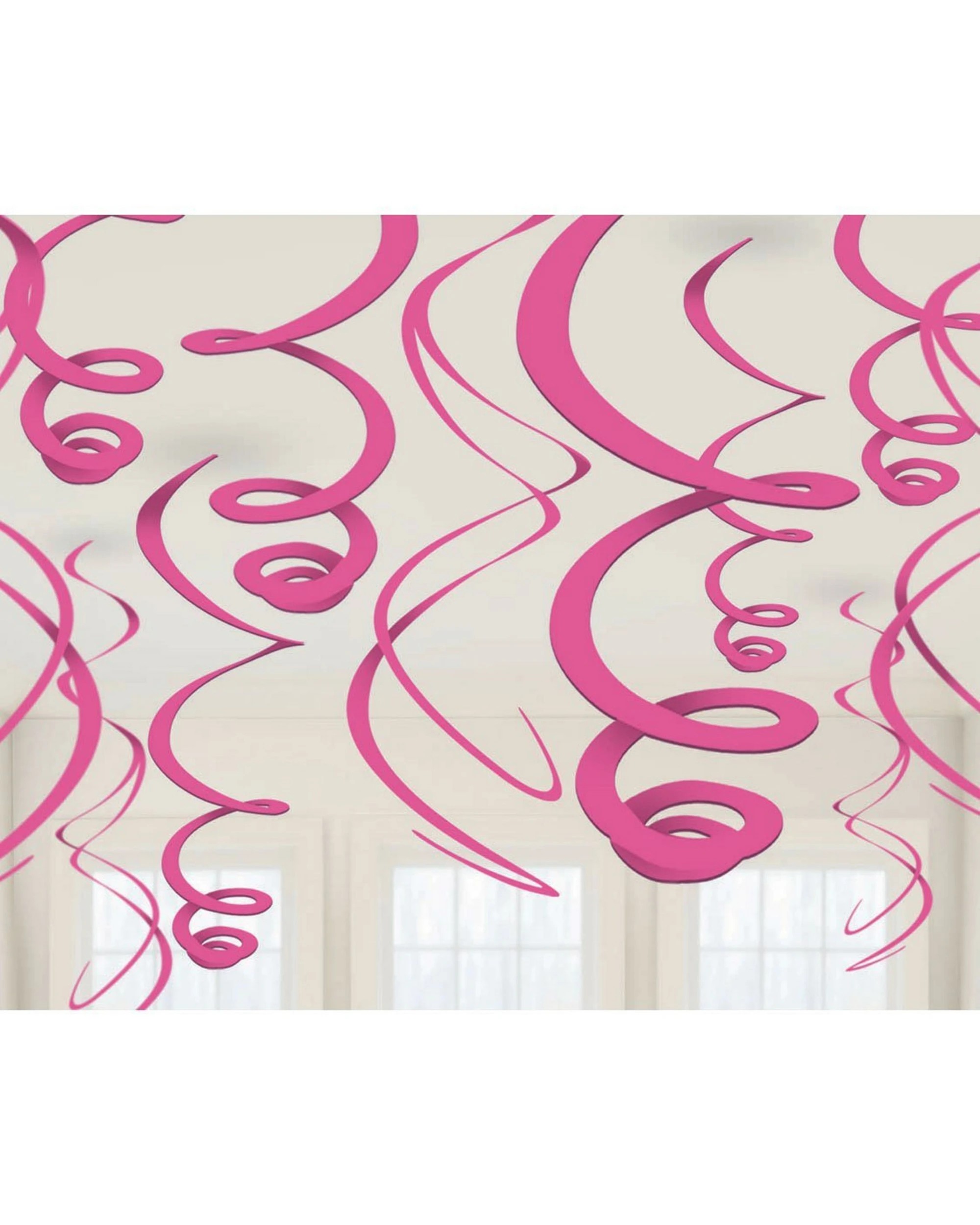 1 Amscan Magenta Swirl Decorations Pack of 12 - Pink, 1 of 1