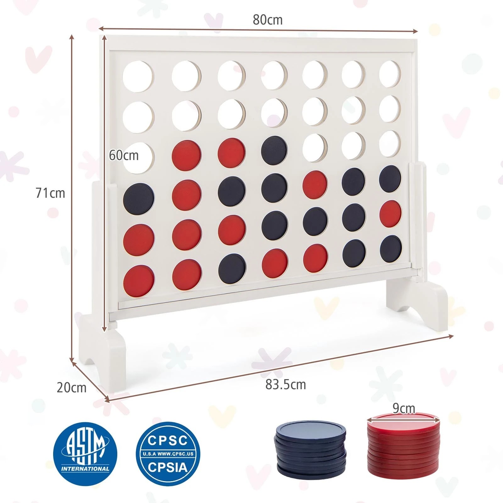 2 Costway Giant 4-in-a-row Game Set Jumbo 4-to-score Chess Game Family Connect Game - White, 2 of 3