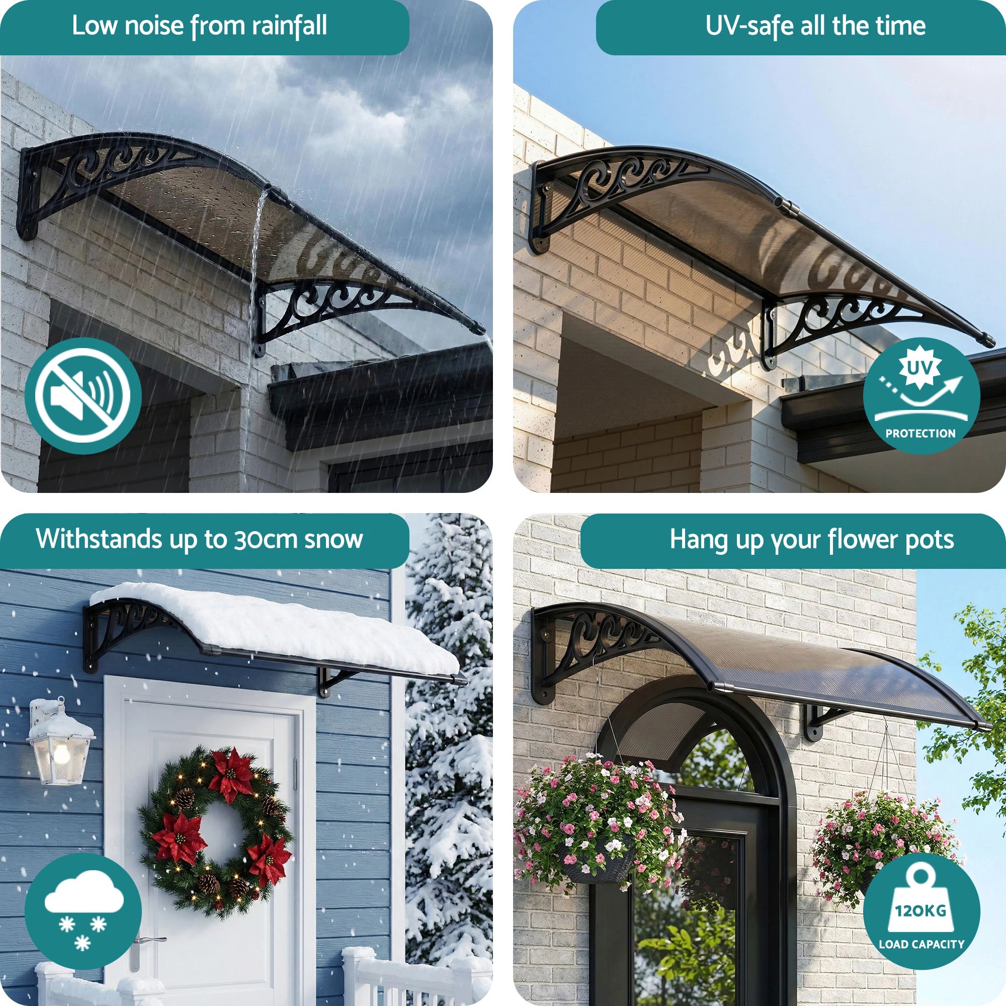 6 Instahut Window Awning Drainage 0.6mx0.6m Outdoor Brown - Multi, 6 of 8