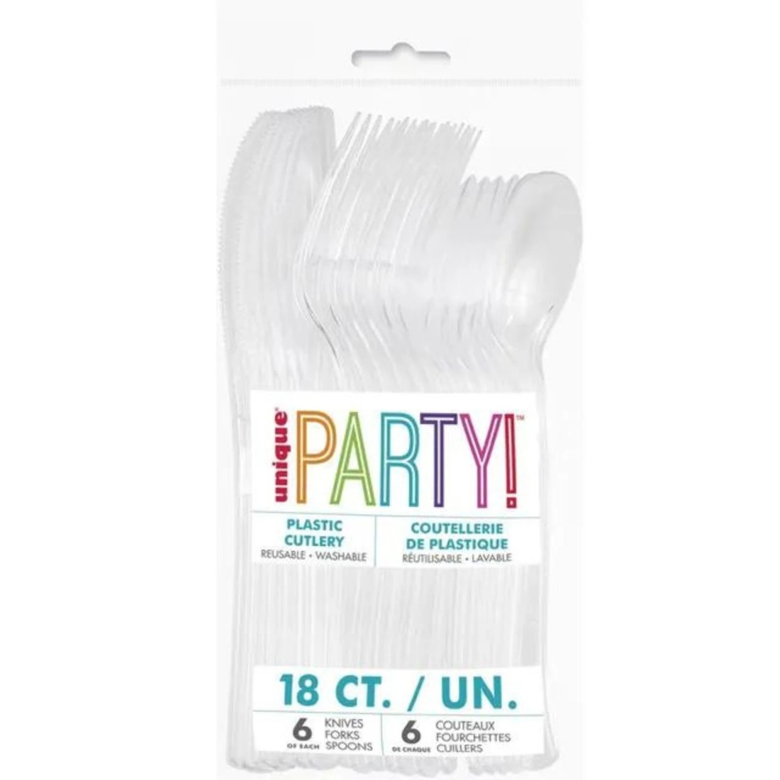 2 Unique Clear Reusable Plastic Cutlery (Pack of 18), 2 of 2