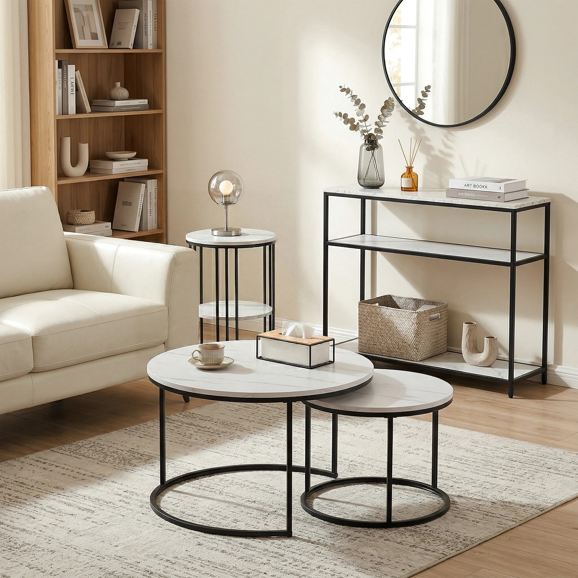9 Artiss Console Table Marble Effect 3-Tier Sofa Entryway Side Table 90CM - Gold, 9 of 10