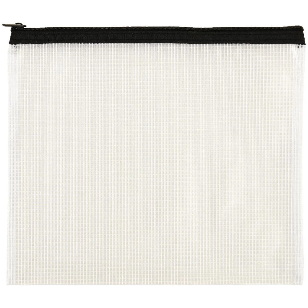 3 Studymate Single Zip Mesh Pencil Case 250 x 208mm White, 3 of 4