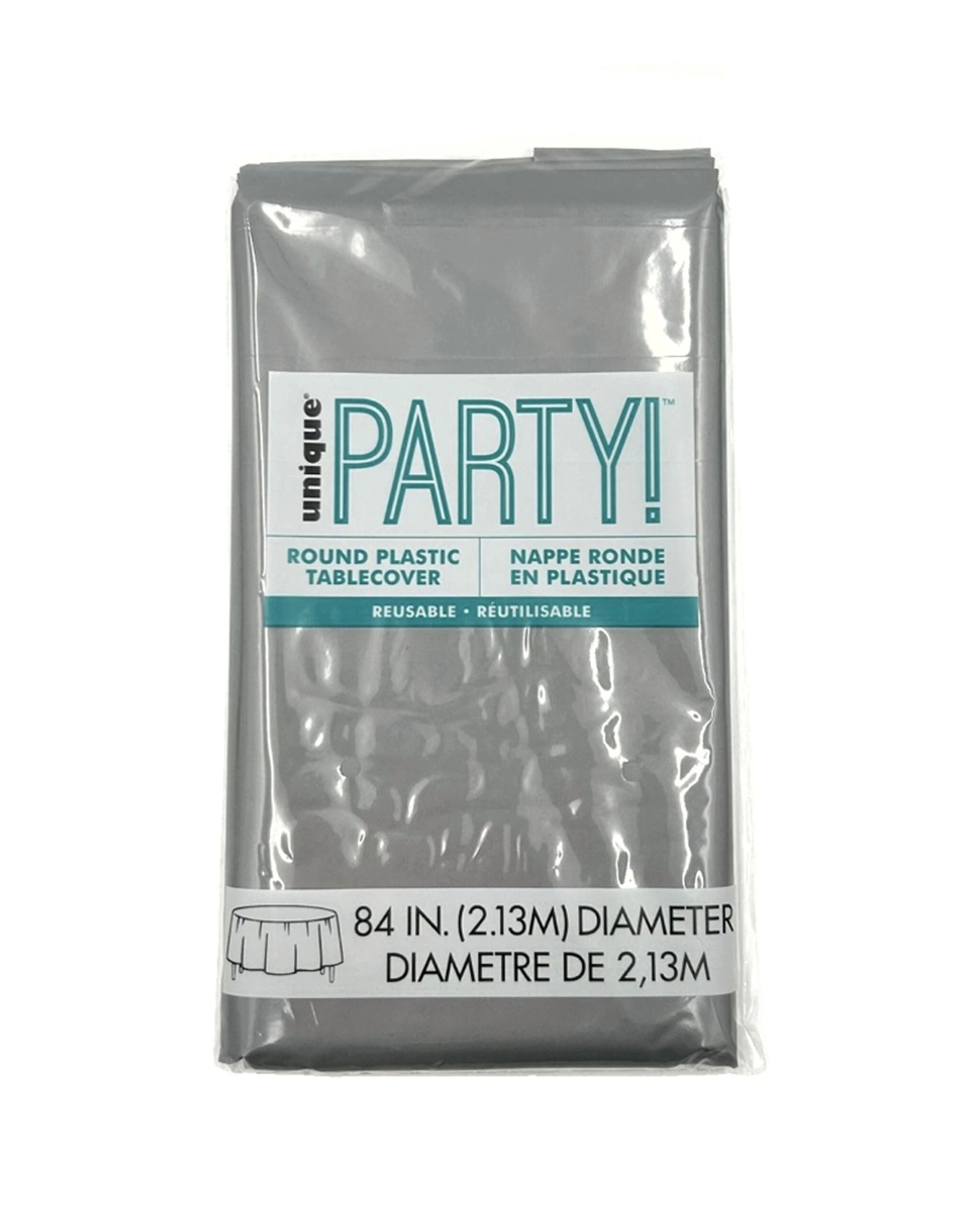 1 Meteor Party Round Table Cover Tableware 213cm Durable Reusable Plastic - Silver, 1 of 1